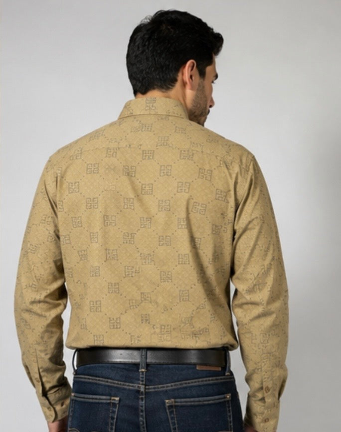 Chuxx Men's Khaki Long Sleeve Shirt FL-3487