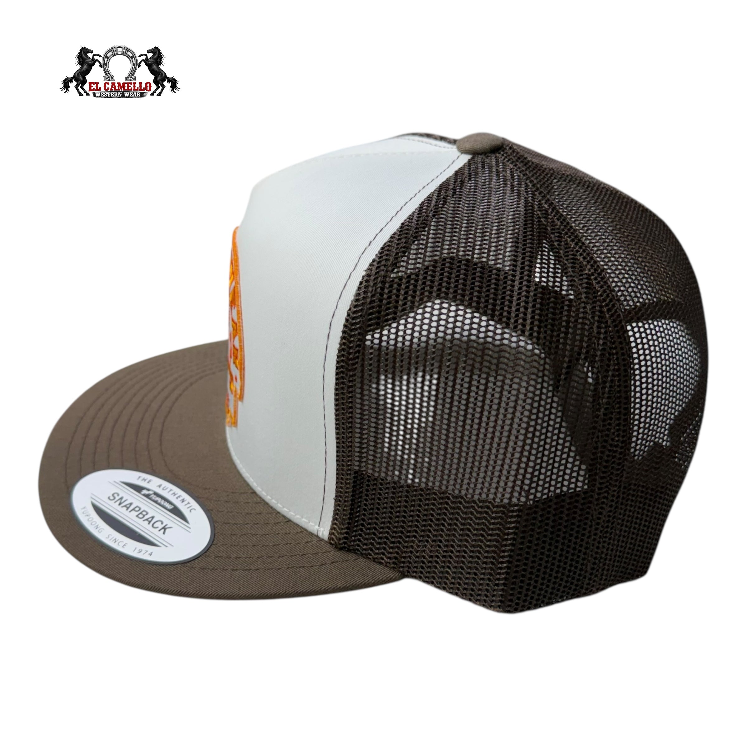 Lazy J Ranch Wear “Ranch Wear” White & Brown Snapback