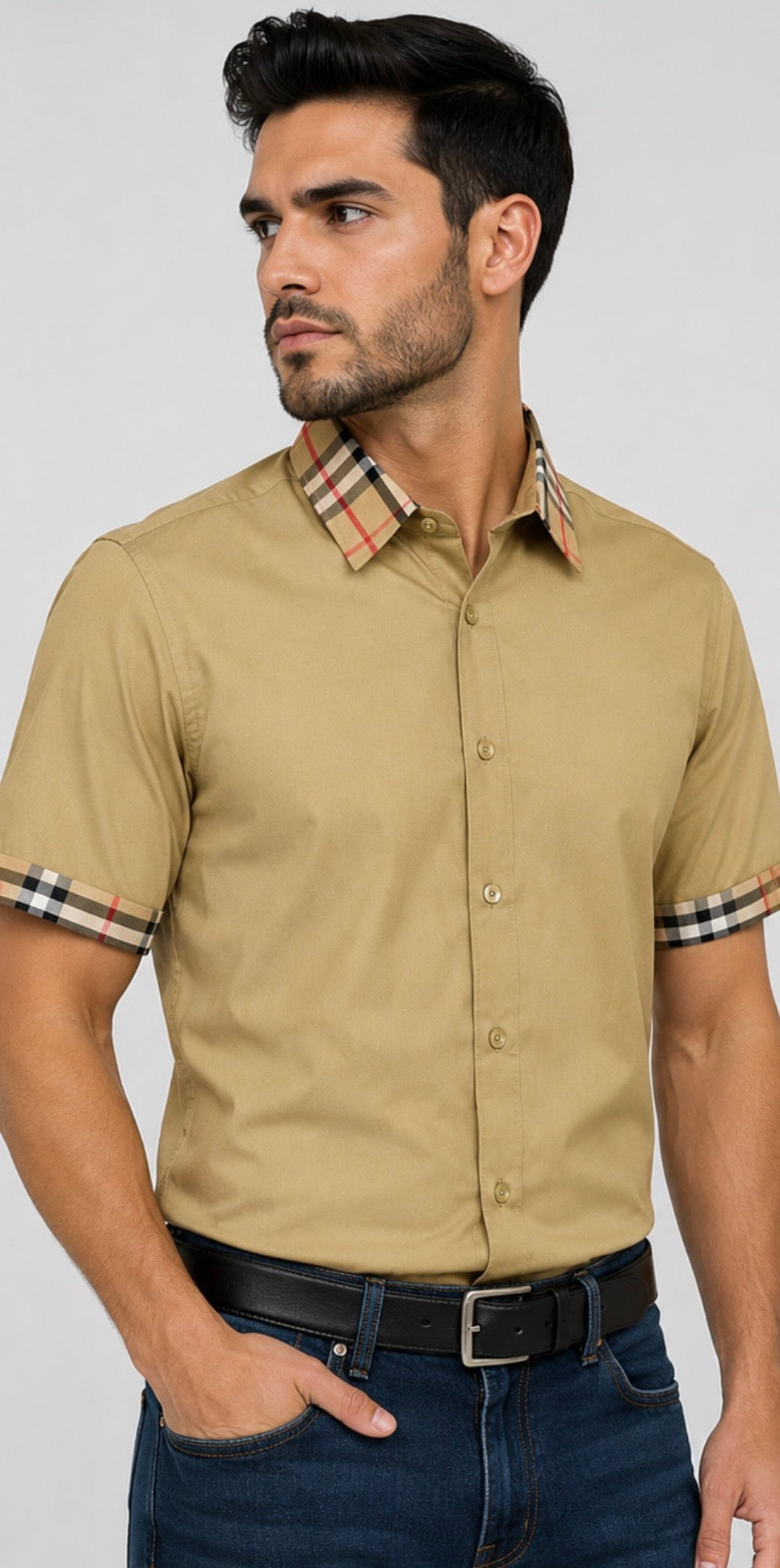 CHSS2130 CHUXX Khaki Plaid Short Sleeve Shirt