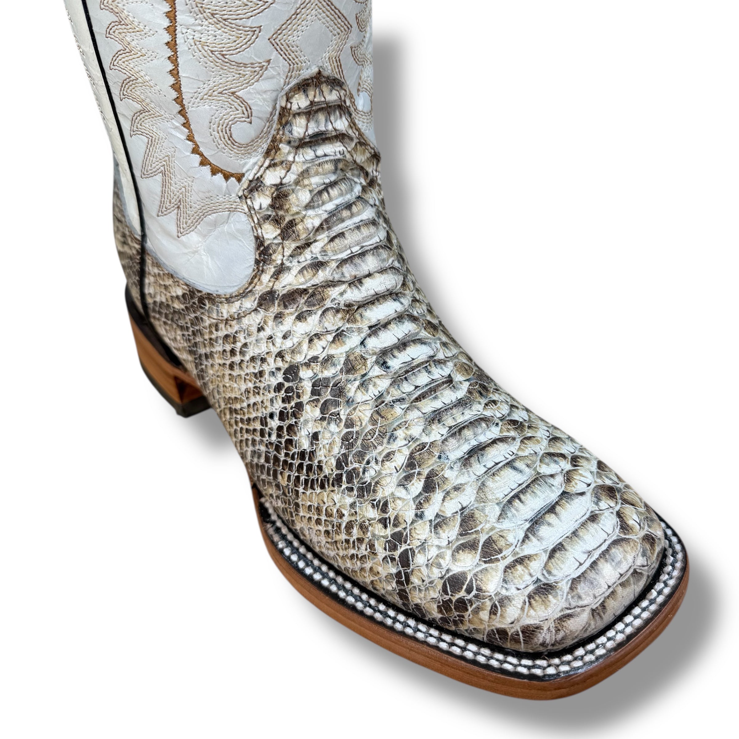 Natural Crest Python Leather Boot - Sqaure Toe
