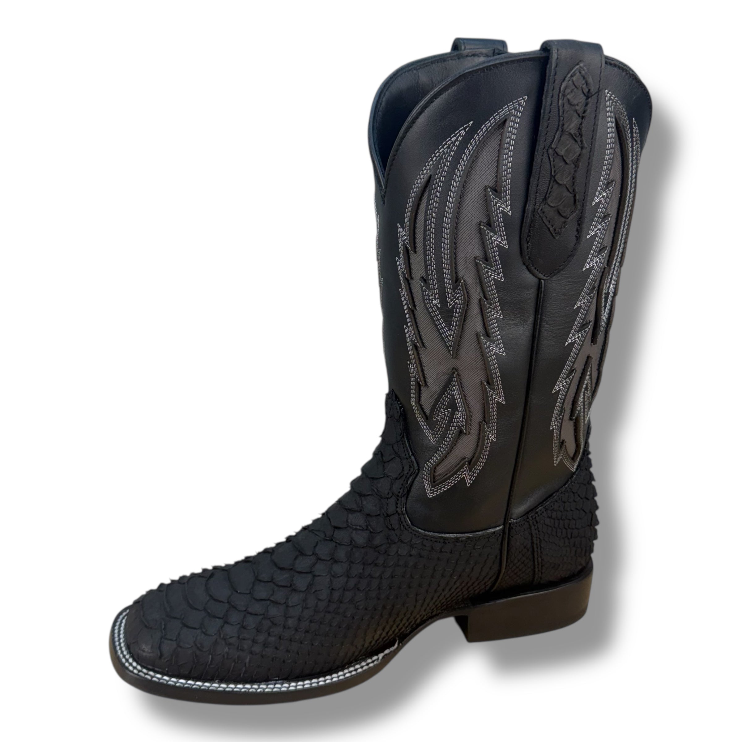 Torres Boot Ranch – Piton Negro Matte Genuine Exotic Leather Cowboy Boot