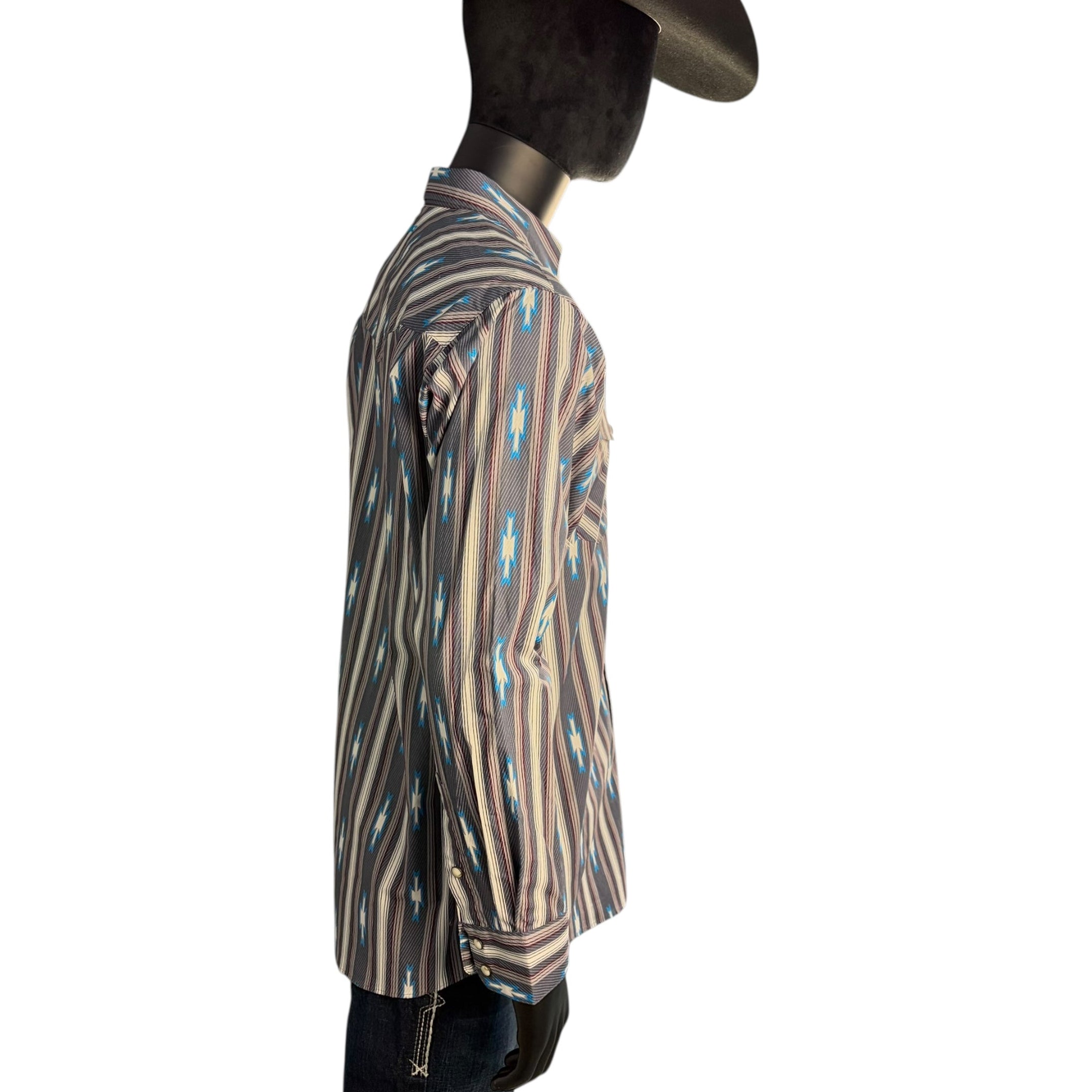 Ariat Men’s Long Sleeve Floral Print Button-Down Western Shirt – Navy & Tan