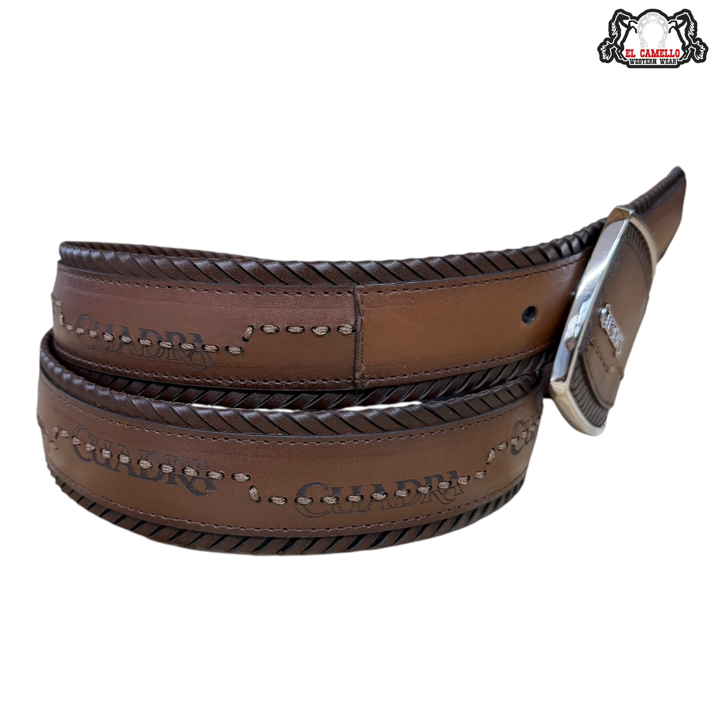Cuadra Brown Leather Belt – Logo Buckle BC403