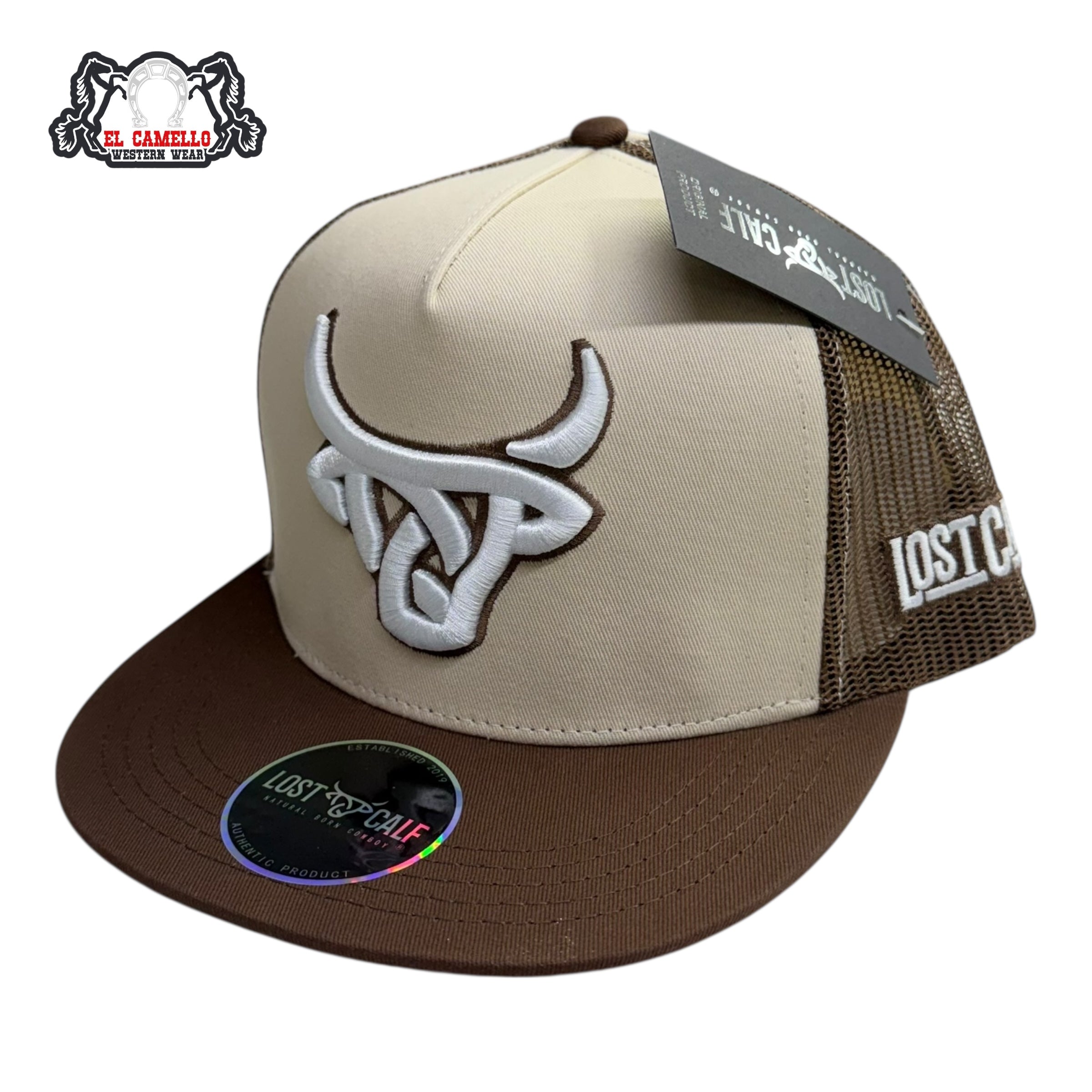 Lost Calf Tan & Brown Bull Mesh Cap LC1015