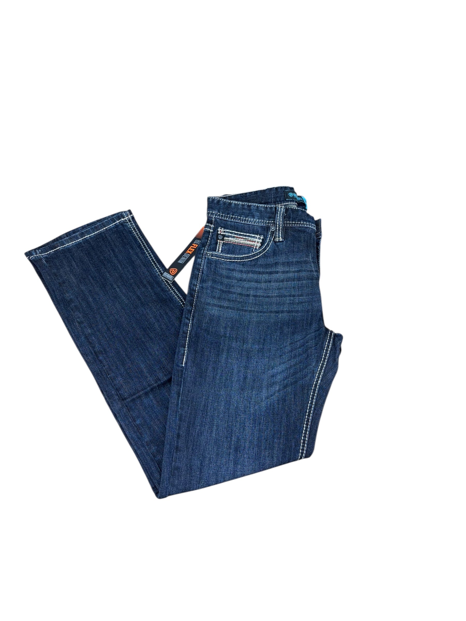 Rock & Roll Denim Men’s Revolver Straight Boot Jeans Slim Fit Dark Wash 2485