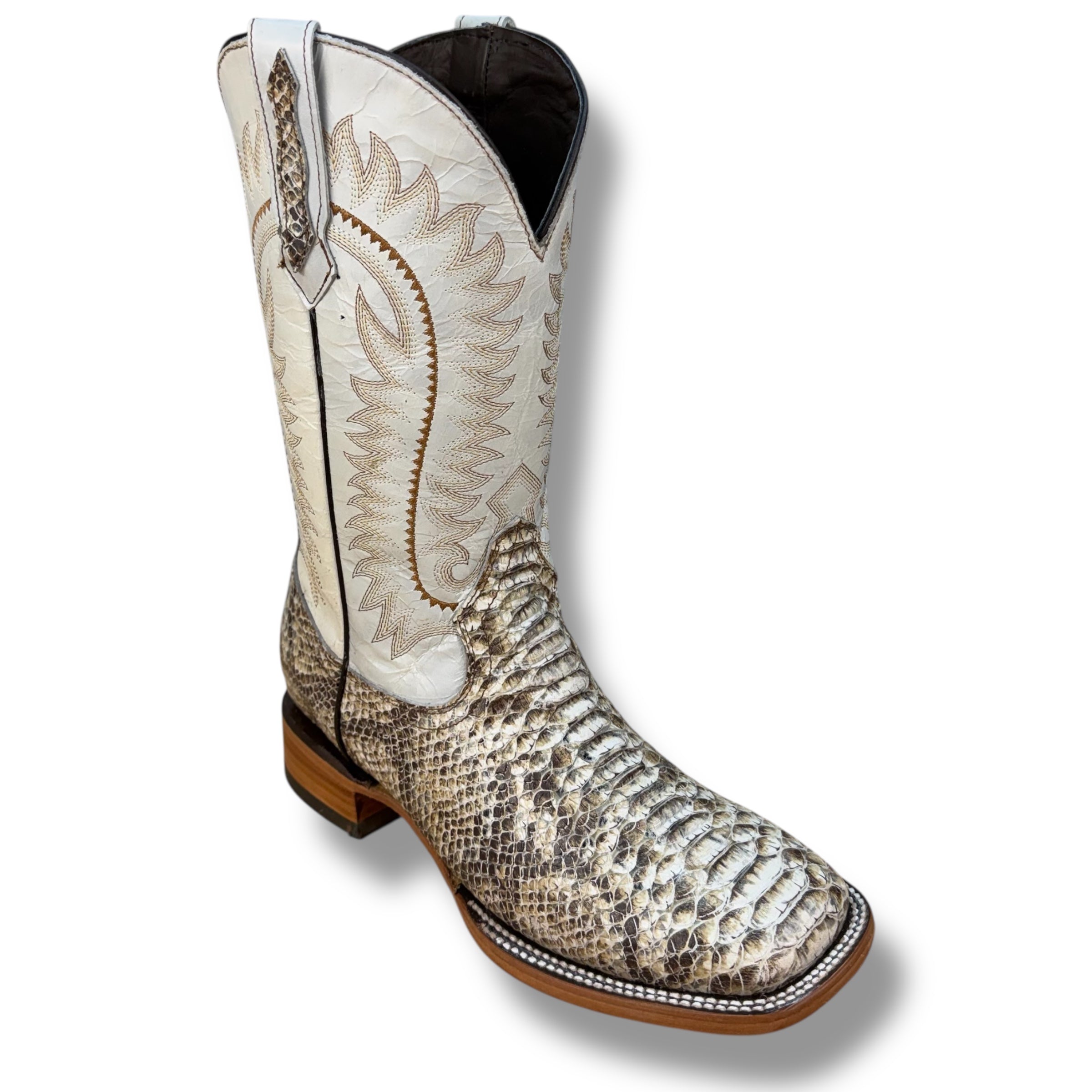 Natural Crest Python Leather Boot - Sqaure Toe