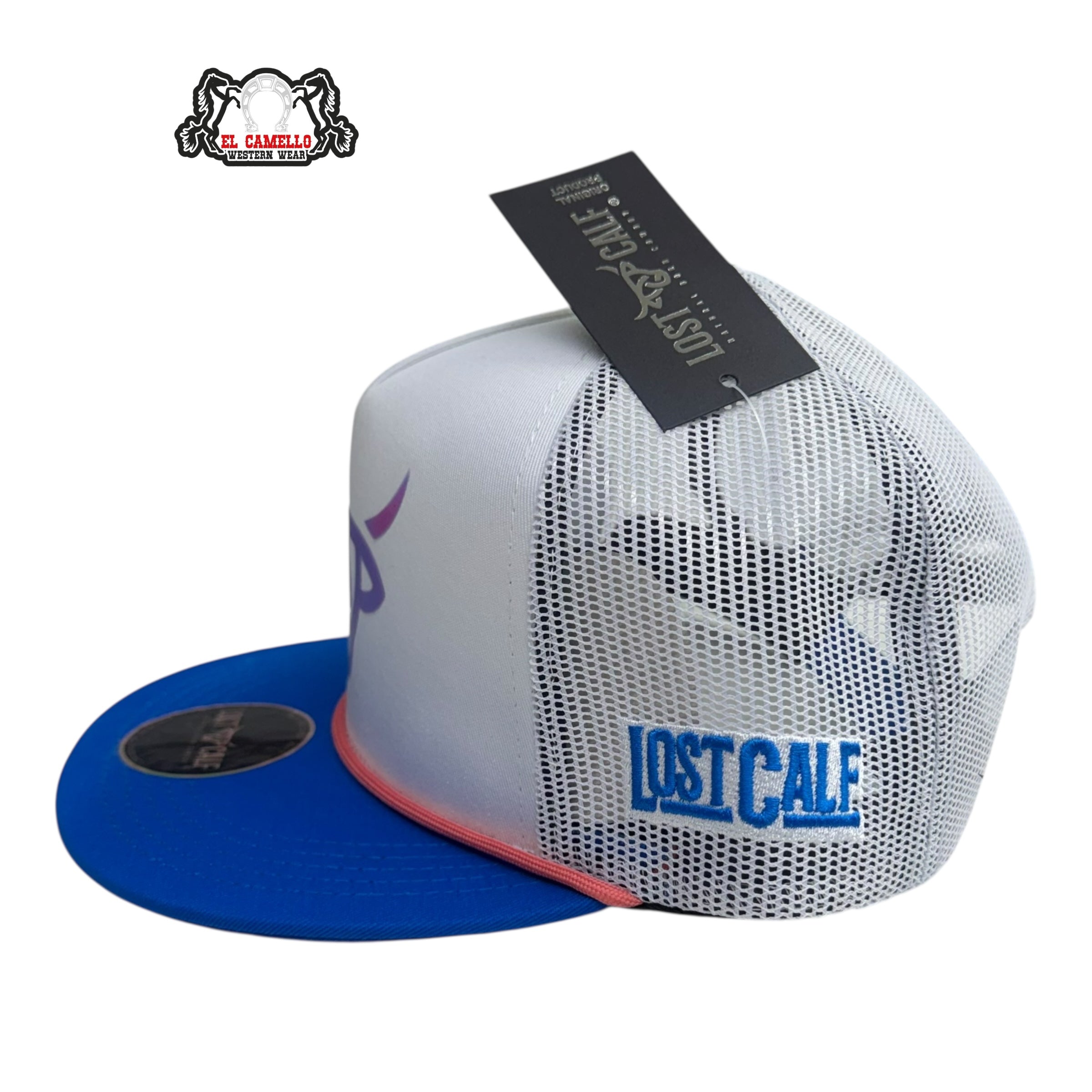 Lost Calf Gradient Bull Rope Mesh Cap – White & Blue LC1011