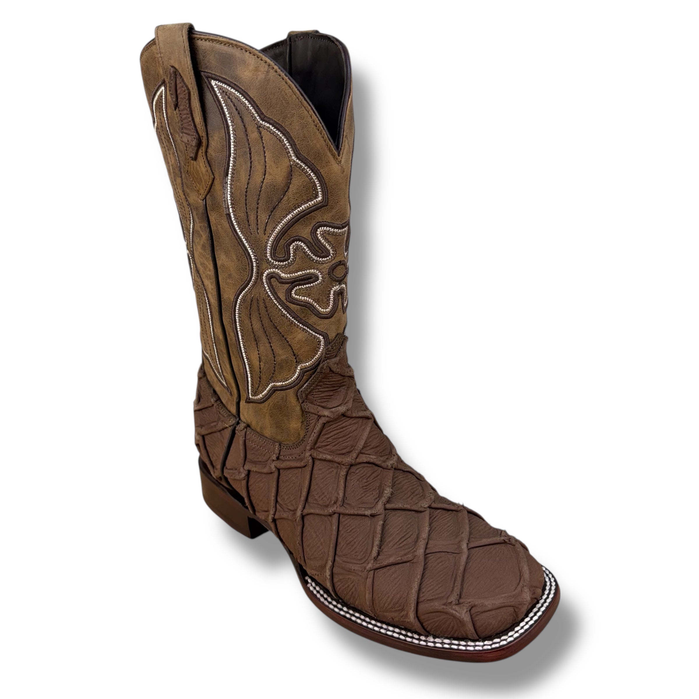 Desert Ember Matte Brown Pirarucu Leather Boots - Square Tow