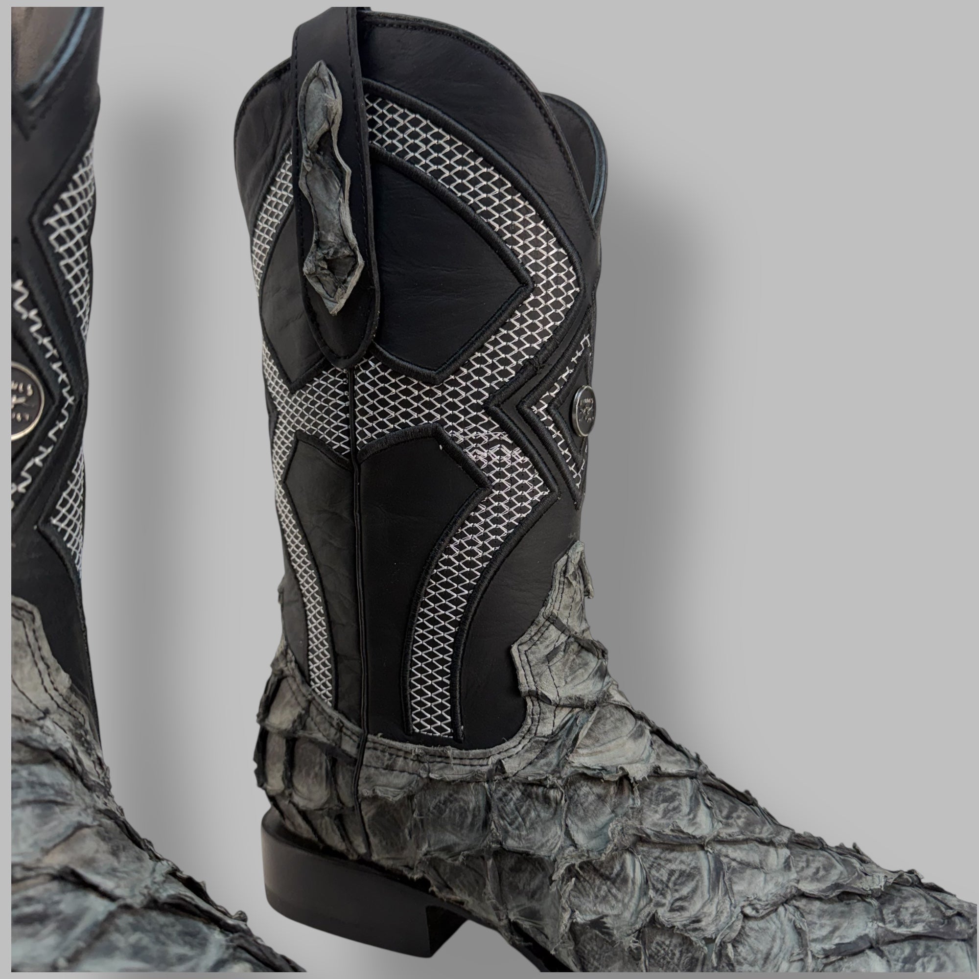 Pirarucu Graphite Matte Square Toe Cowboy Boot