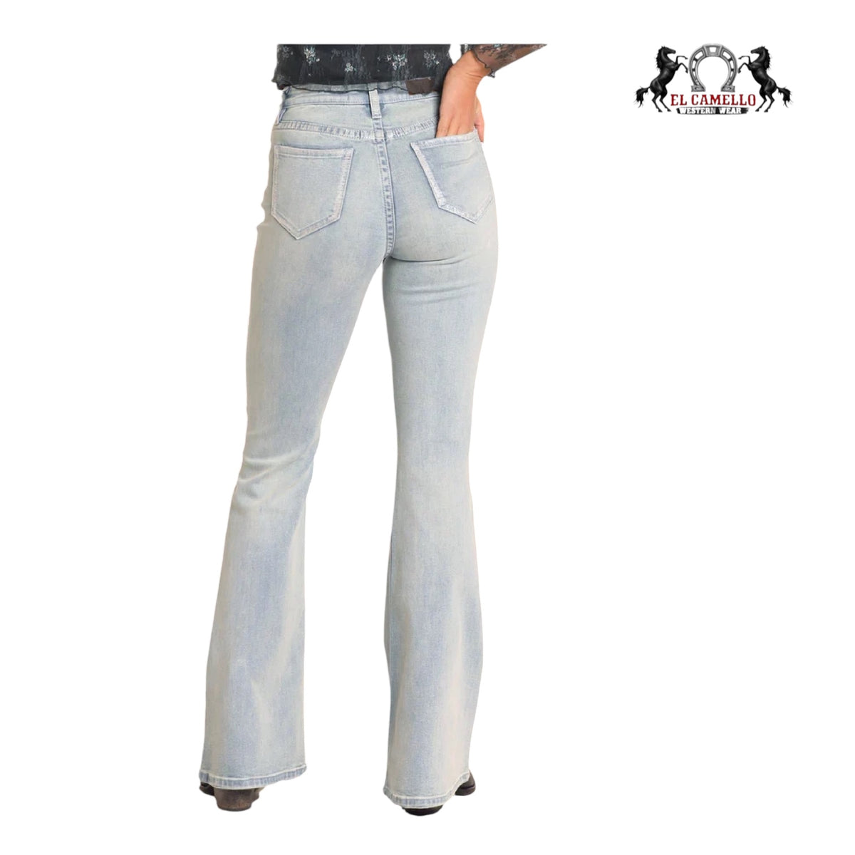 Rock & Roll Metallic Coating Detail Flare Jeans BW6HD04791