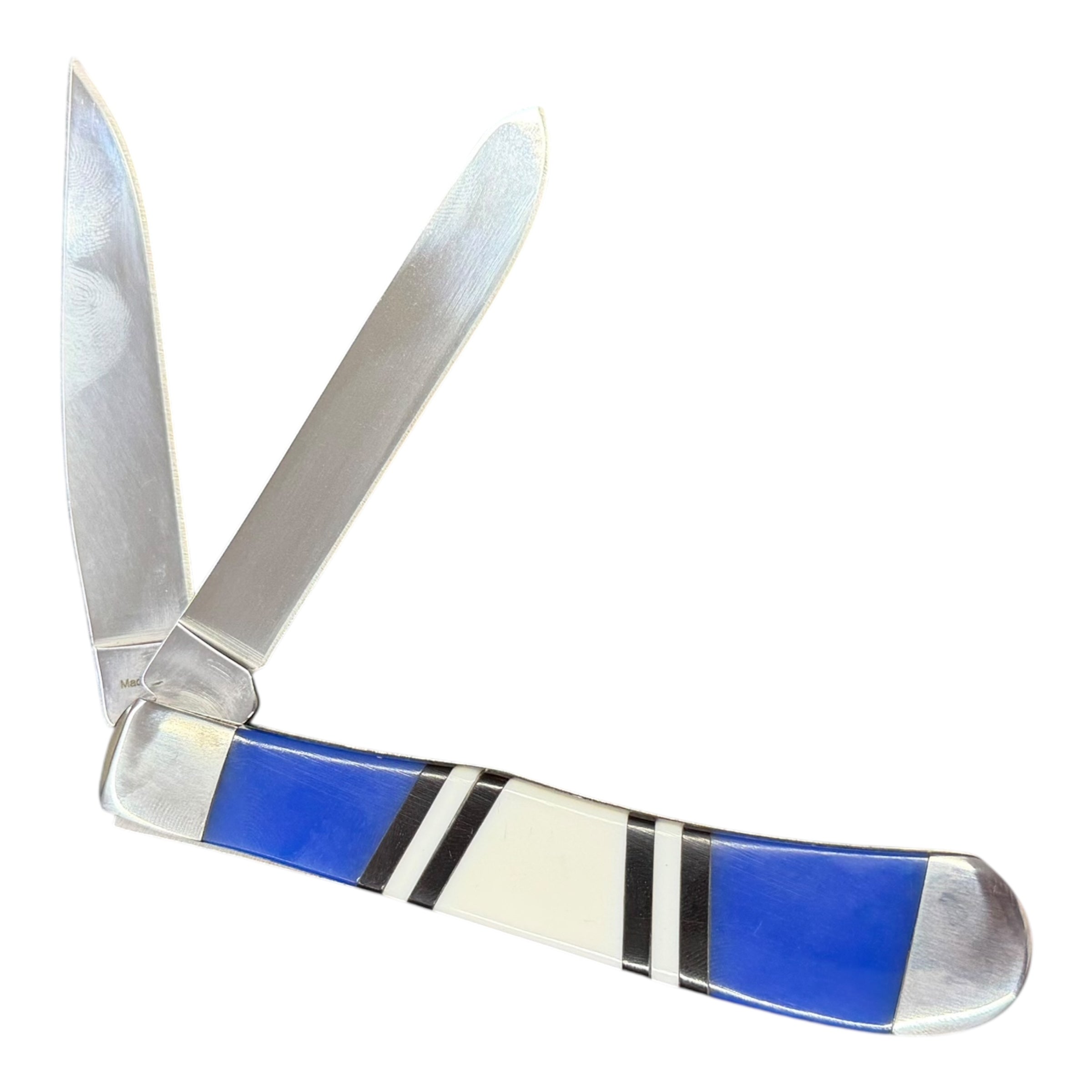 Twisted X Trapper-Style Pocket Knife – Blue & White Handle XHG2