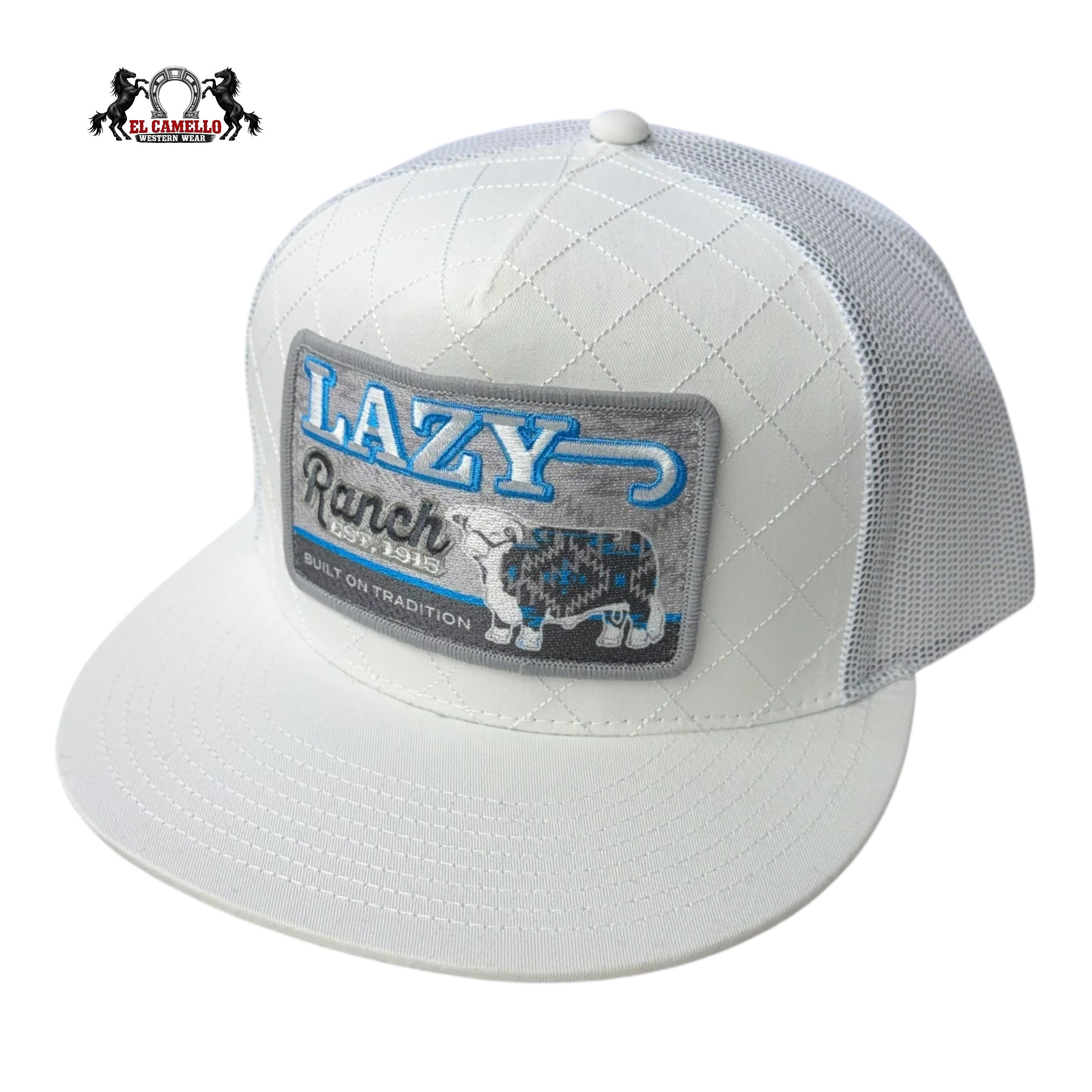 Lazy J Ranch “Built on Tradition” Quilted White Snapback