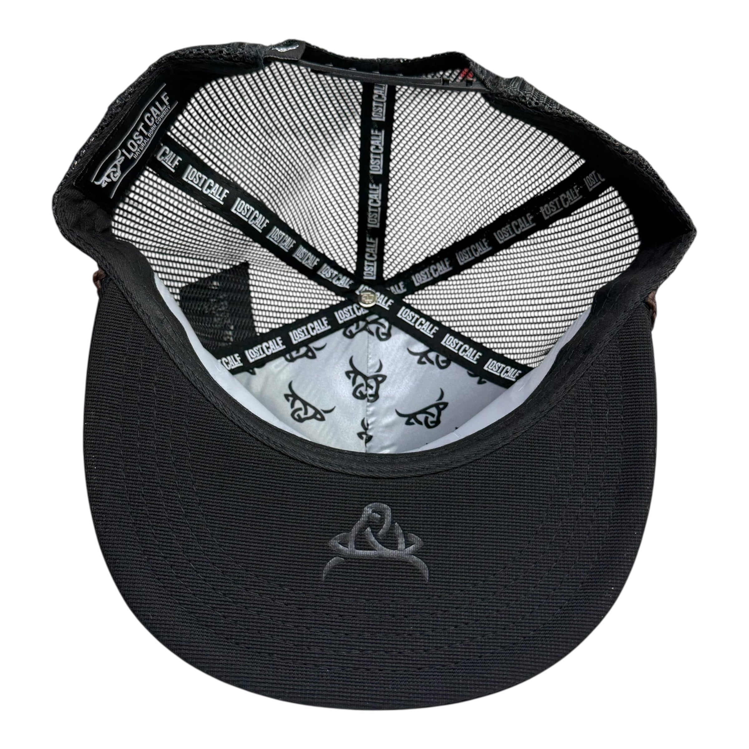 Lost Calf Tooled Bull Rope Cap – Black & Brown LC1007