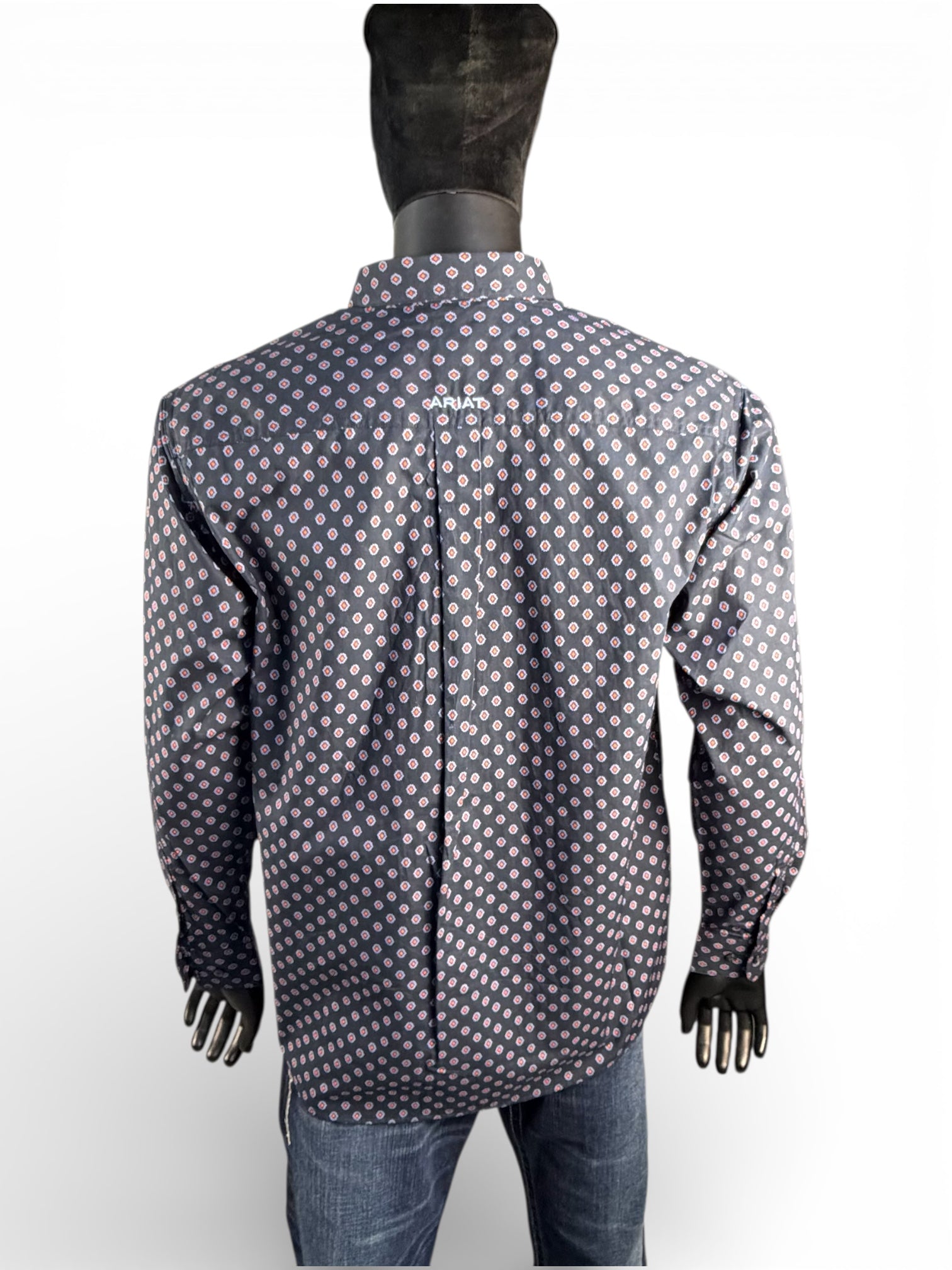 Ariat Men’s Classic Fit Grey Geo Print Long Sleeve Western Shirt