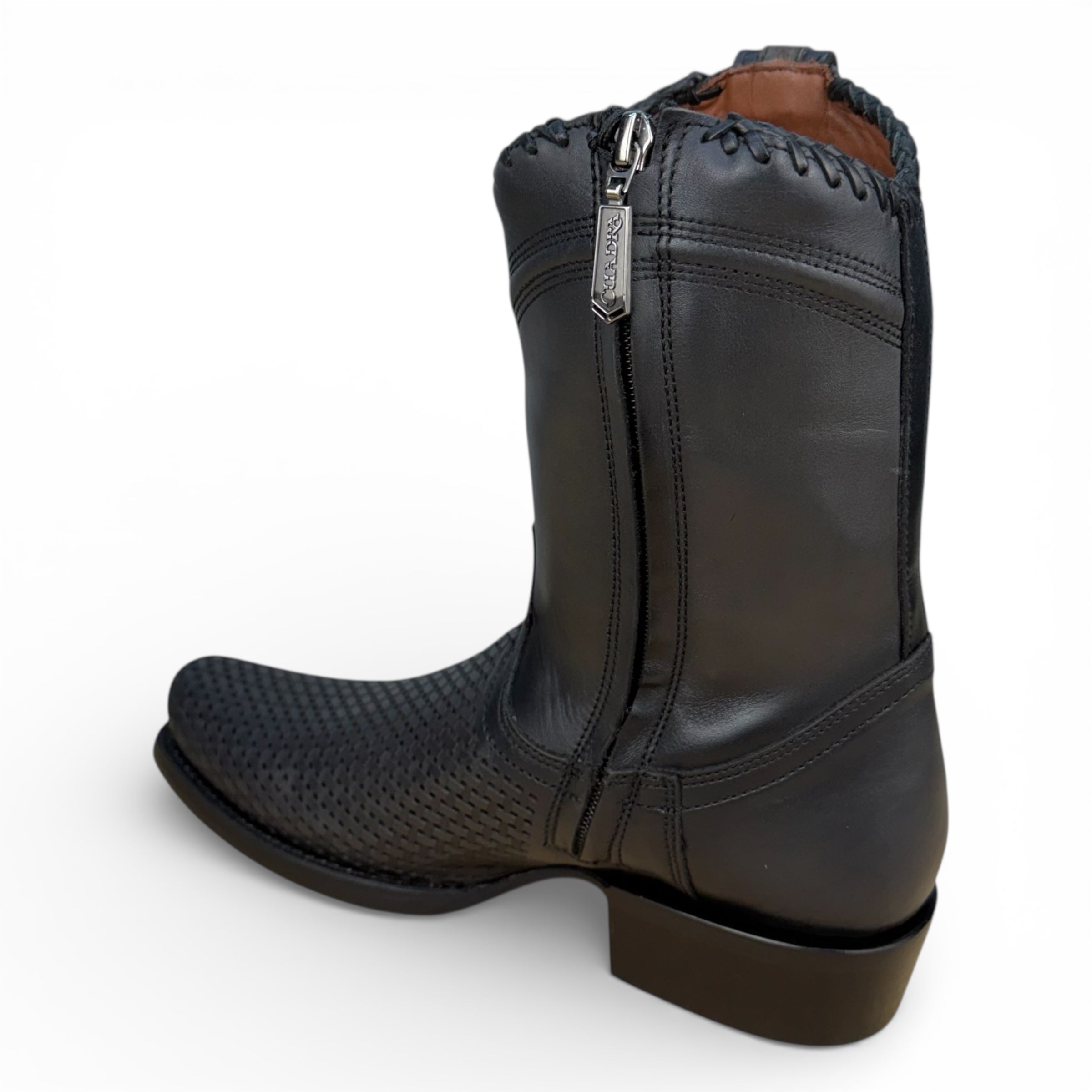 Cuadra CU969 – Black Laser-Woven Leather Boot