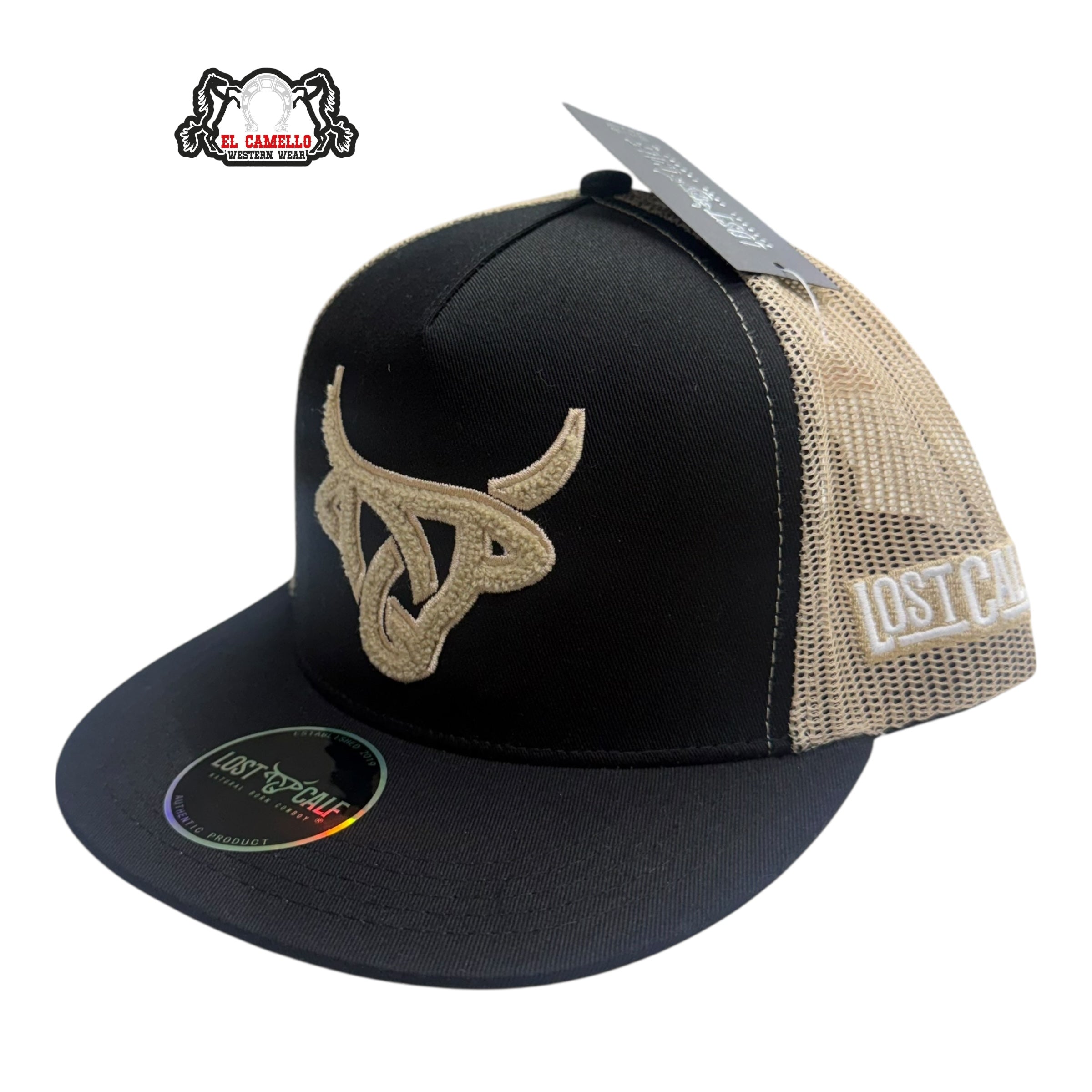 Lost Calf Classic Bull Mesh Cap – Black & Khaki LC1012