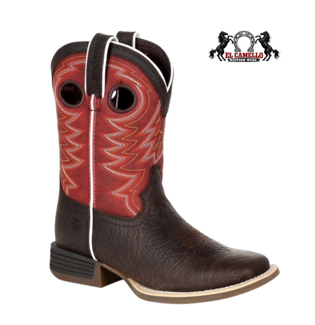 Durango kids  Dark Brown & Red Western Square Toe Boot – Style DBT0220C