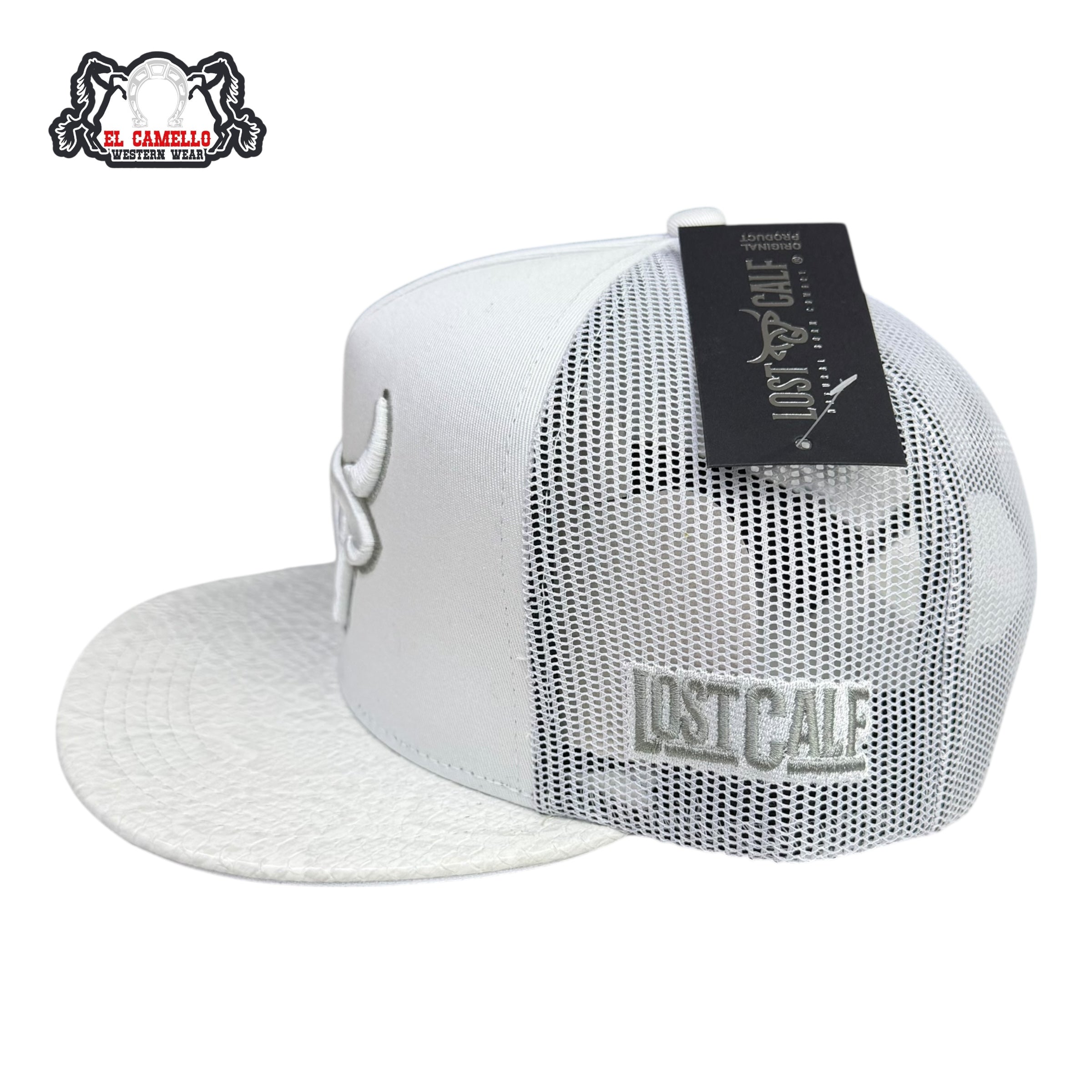 Lost Calf White & Grey Bull Snake Print Mesh Cap LC1018