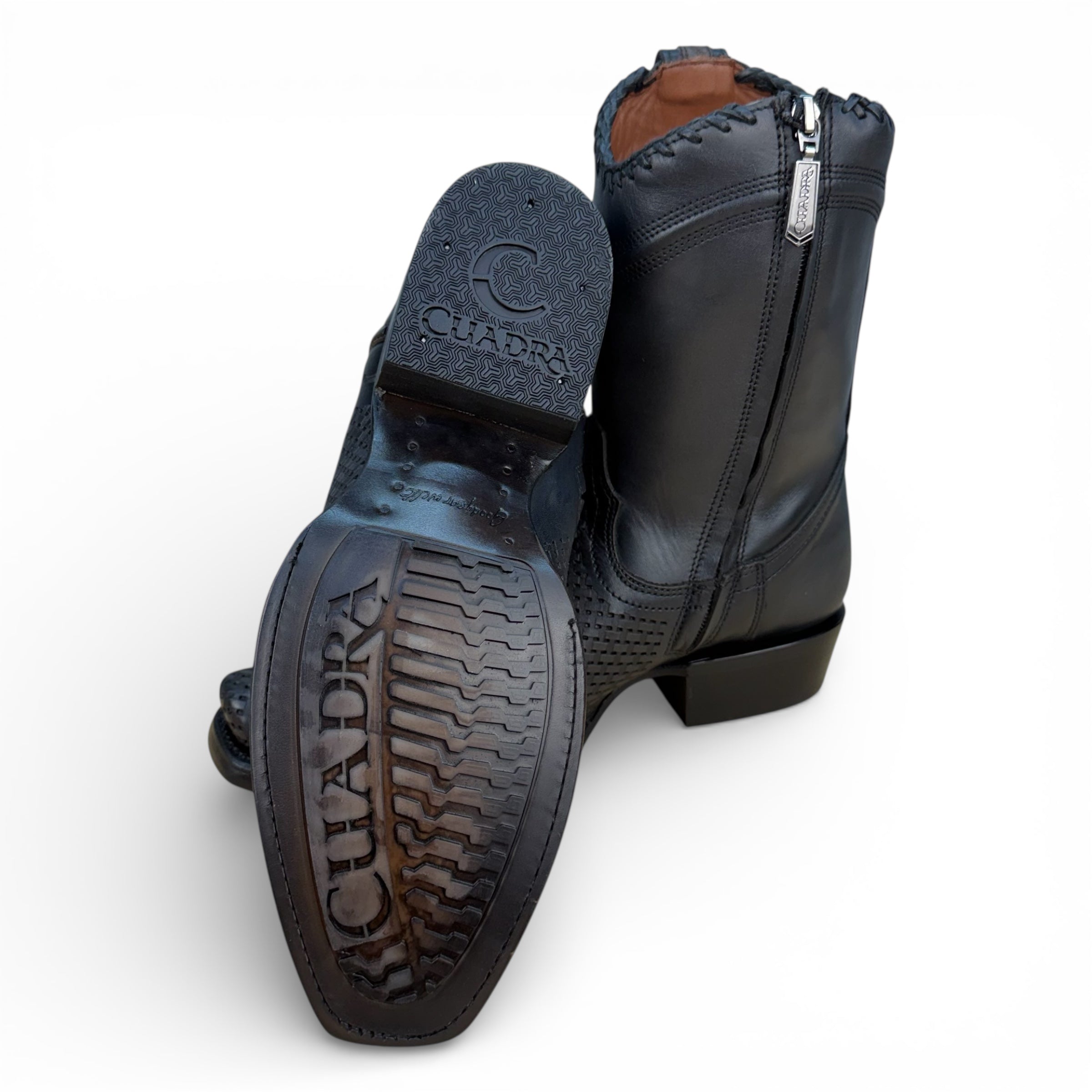 Cuadra CU969 – Black Laser-Woven Leather Boot