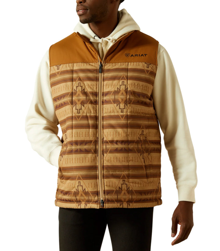 Ariat Men's Crius Tonal Serape Almond Khaki Insulated Vest 10062900