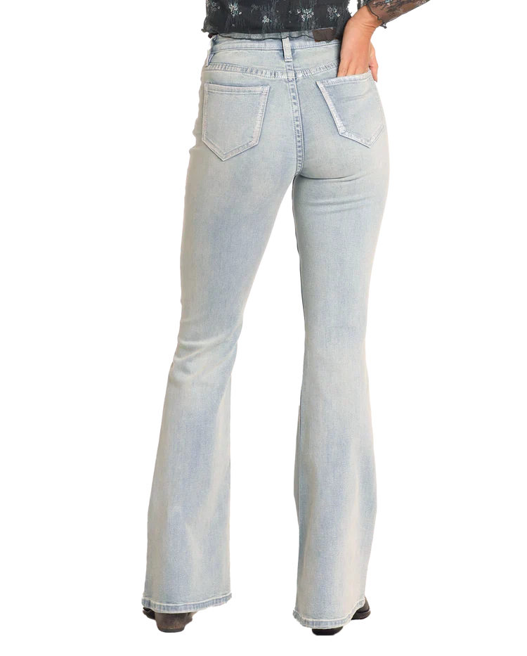 Rock & Roll Metallic Coating Detail Flare Jeans BW6HD04791