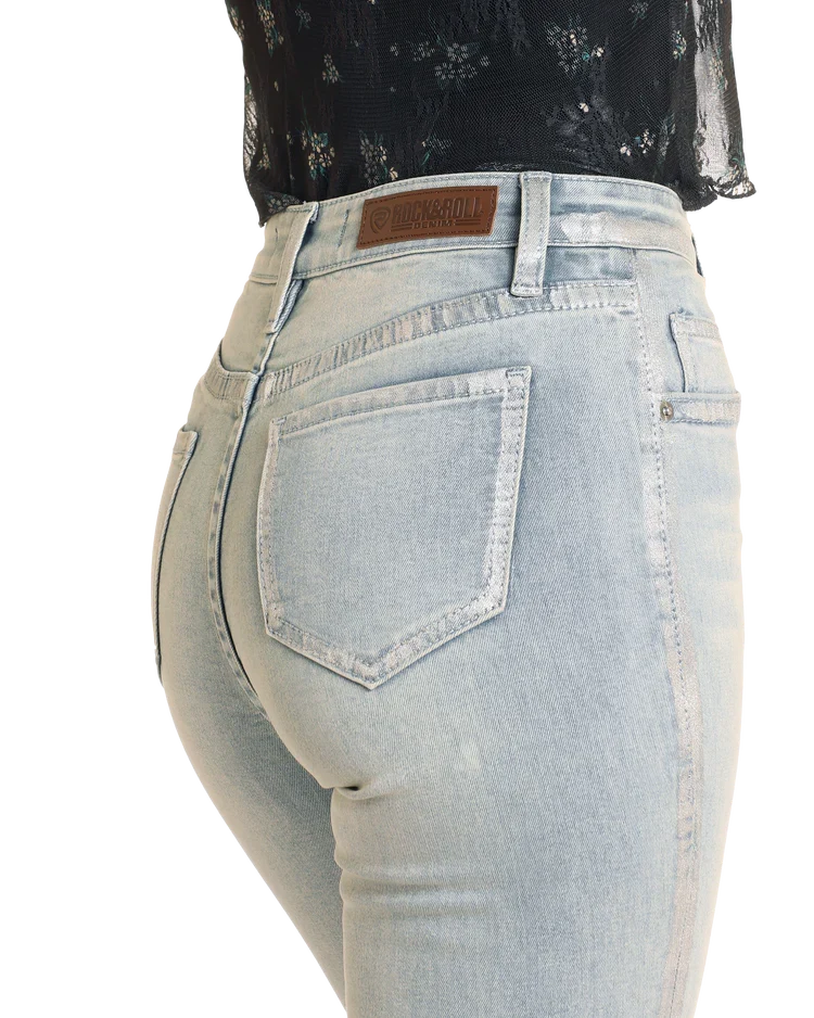 Rock & Roll Metallic Coating Detail Flare Jeans BW6HD04791