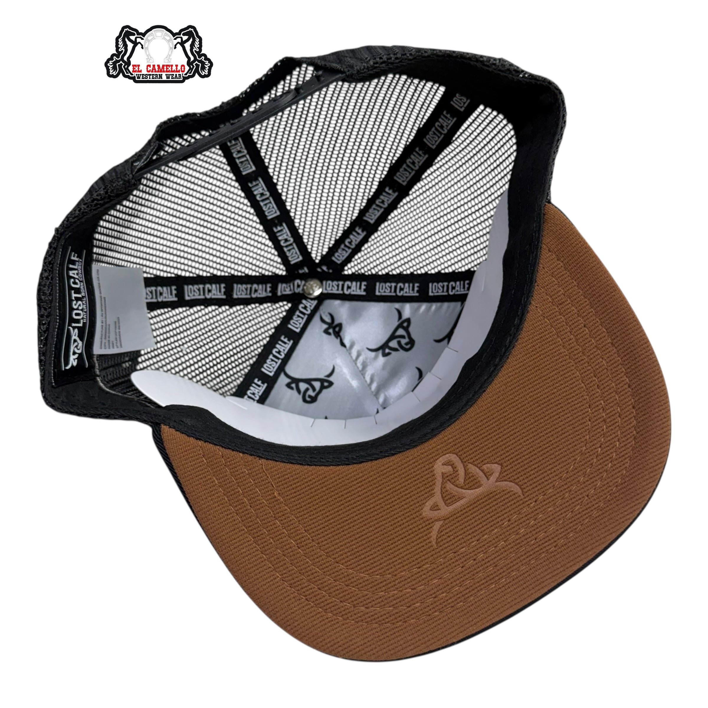 Lost Calf Kids Feather Mesh Cap – Black & Brown LCK2005