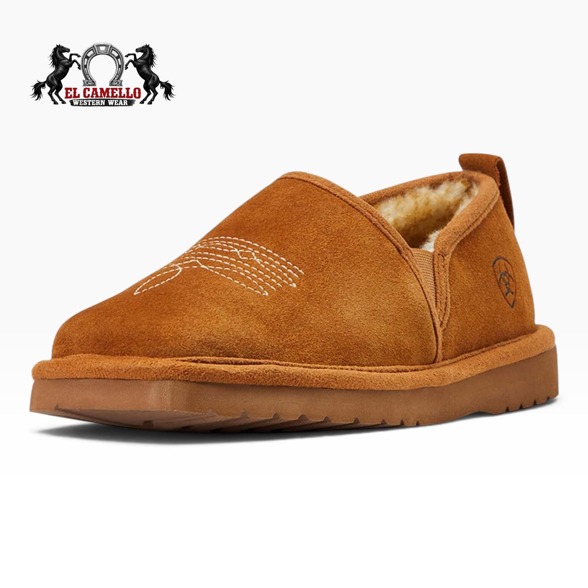 Ariat Men’s Lasso Suede Square Toe Slippers – Chestnut 2838-200