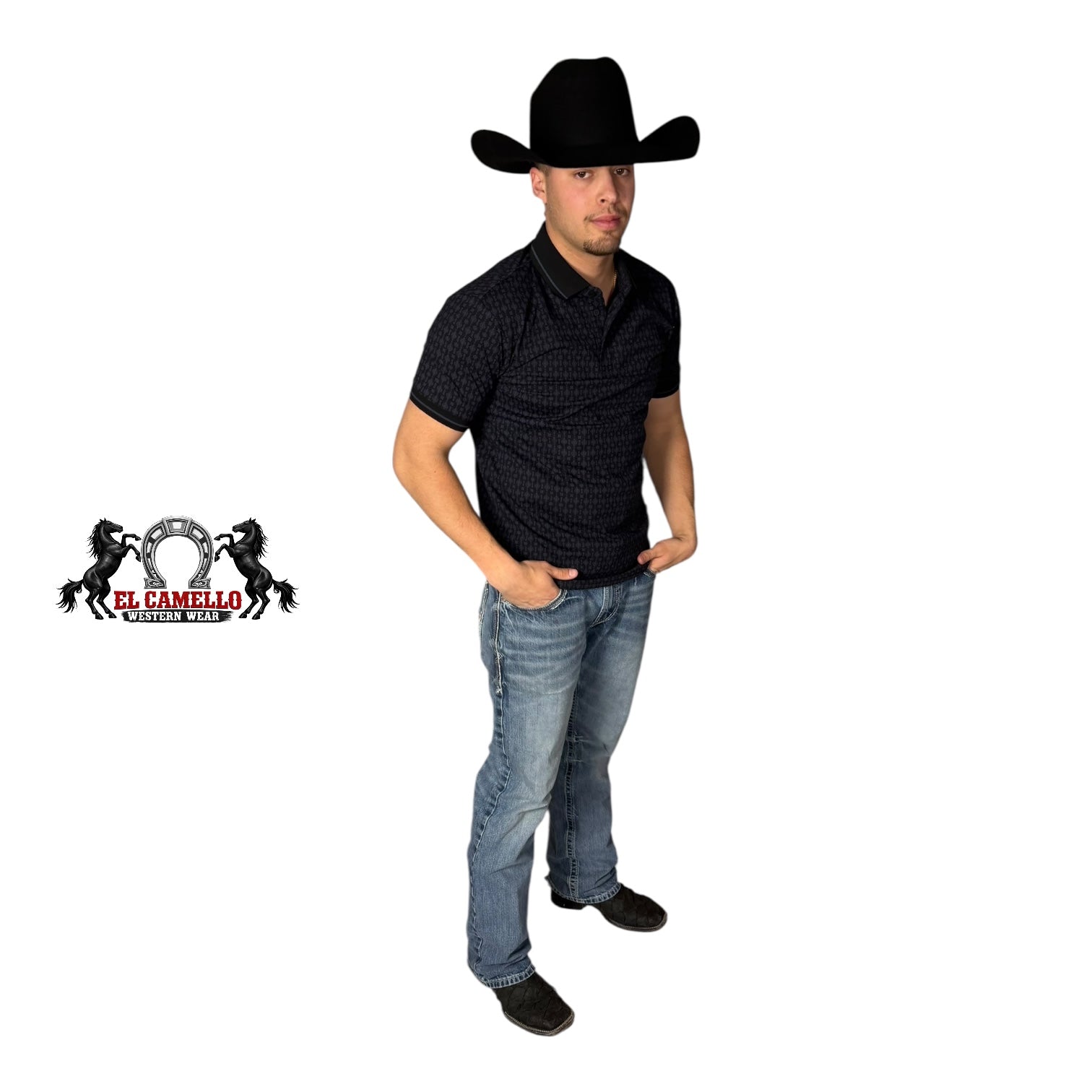 LAM-28230 Men’s Western Polo – Black
