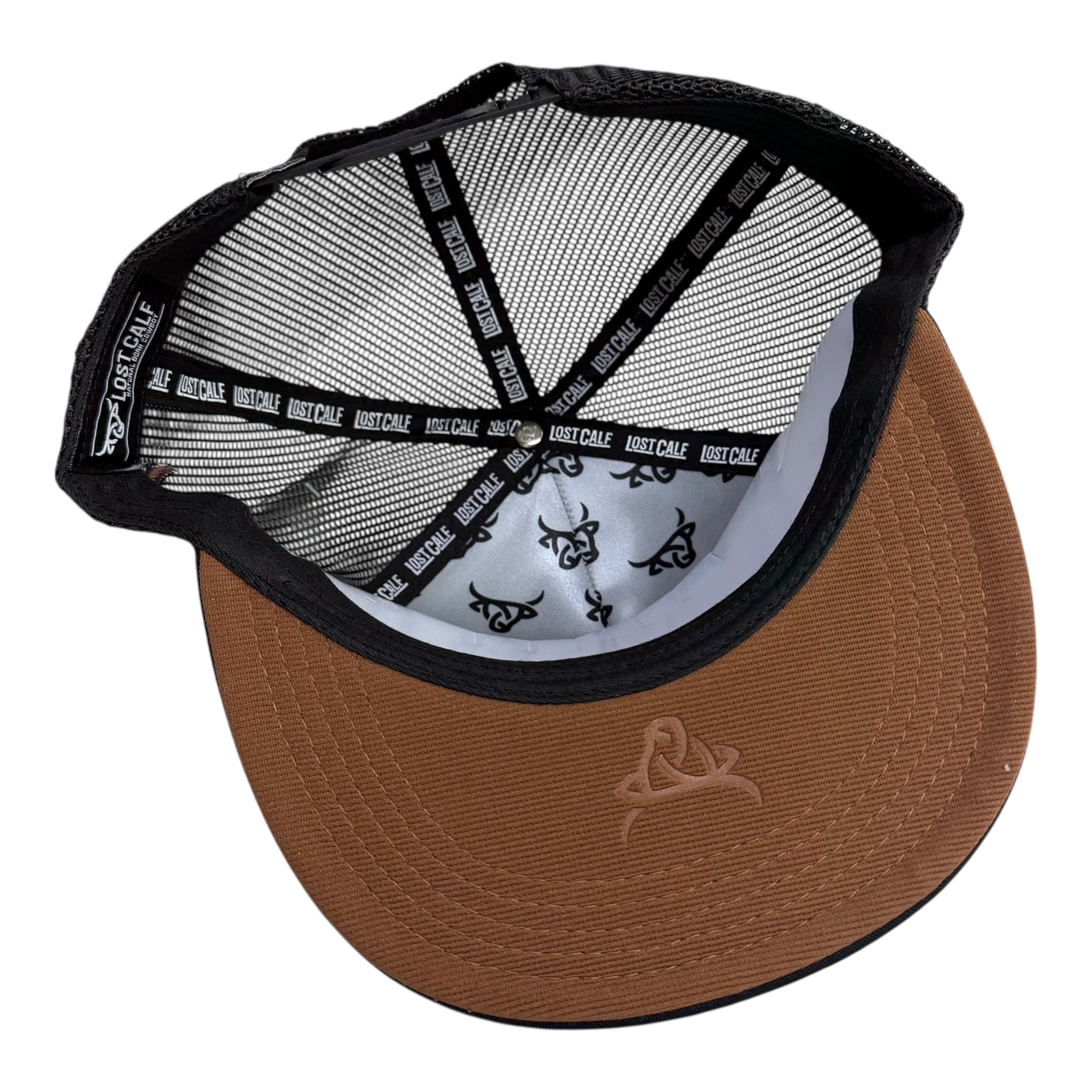 Lost Calf Feather Patch Mesh Cap – Black & Brown LC1008