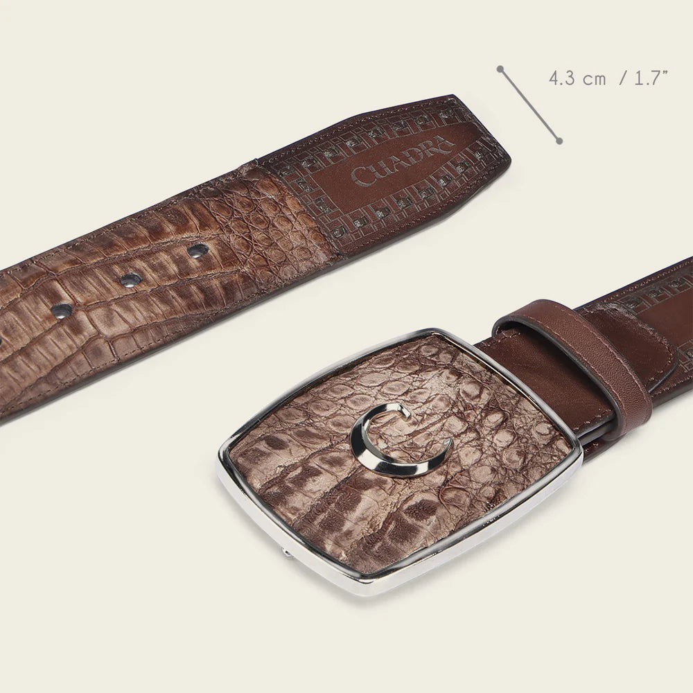 Men’s Cuadra Belt in Genuine Fuscus Leather with Embossed BC422