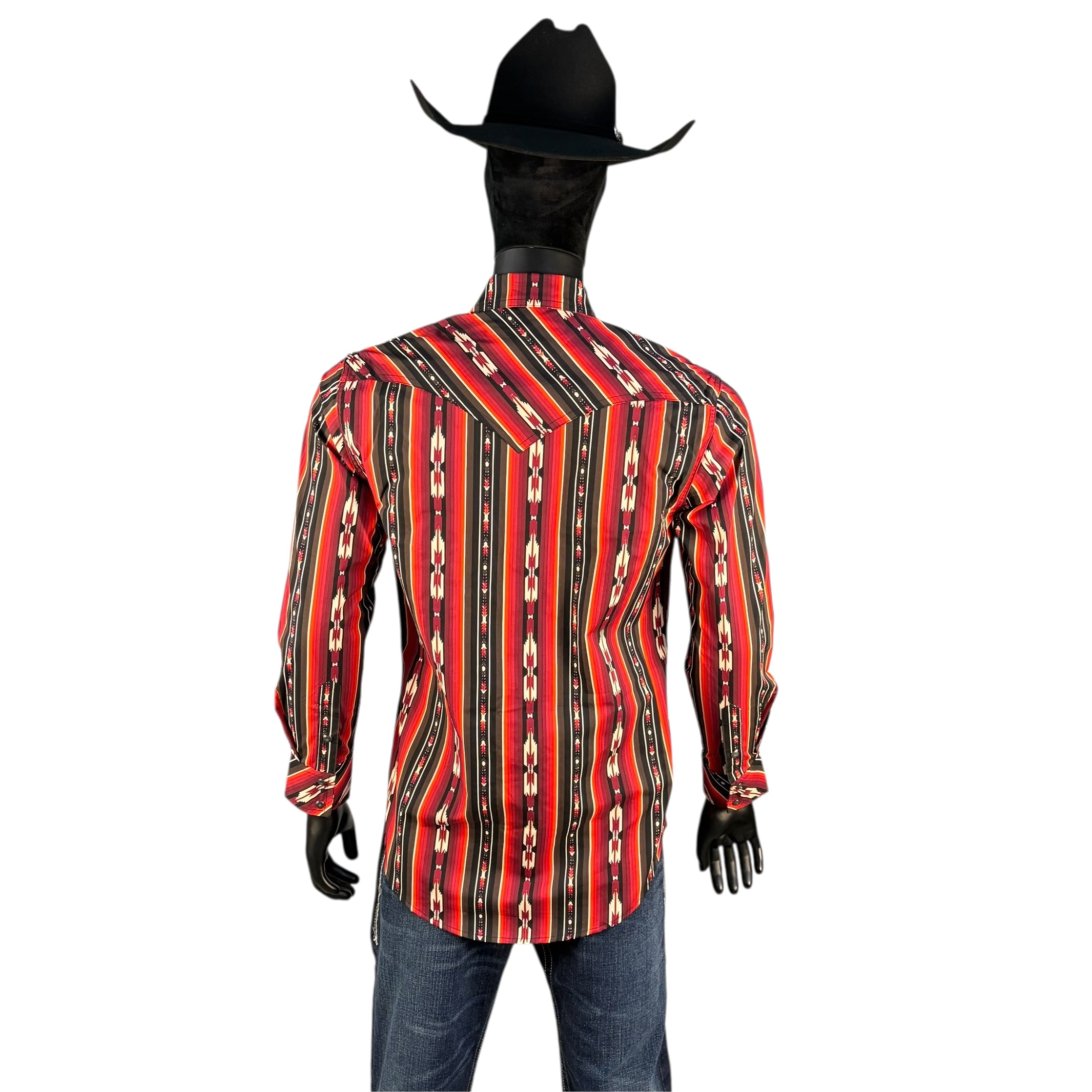 Men’s Rock & Roll Bold Southwestern Stripe Long Sleeve Western Shirt