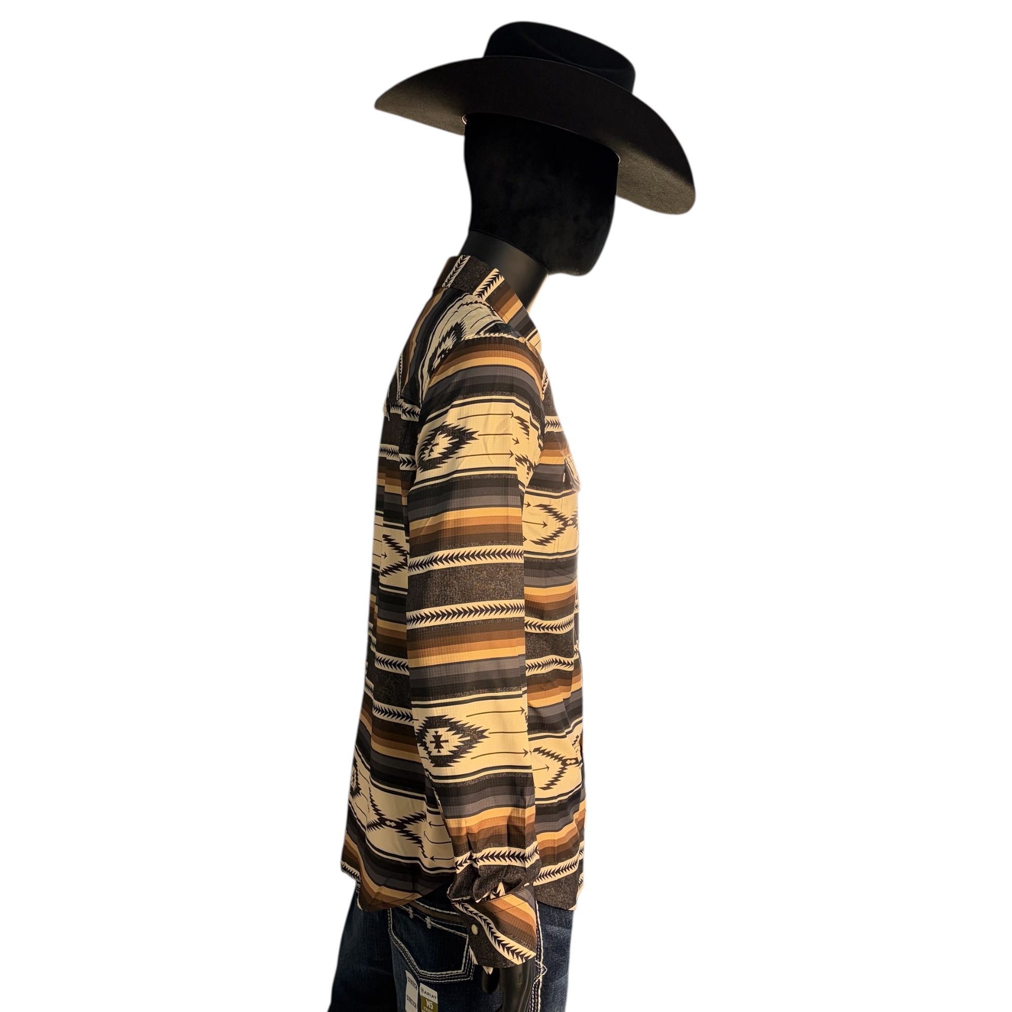 Men’s Southwestern Aztec Stripe Long Sleeve Western Shirt