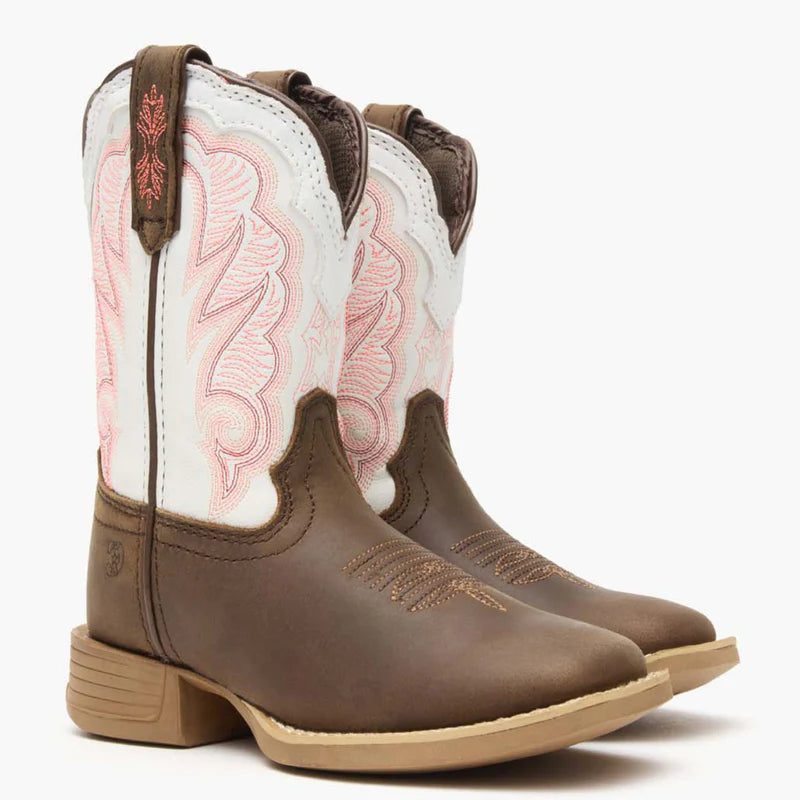 DBT0242C  Durango® Lil' Rebel Pro™ Little Kid's Trail Brown and White Western Boot