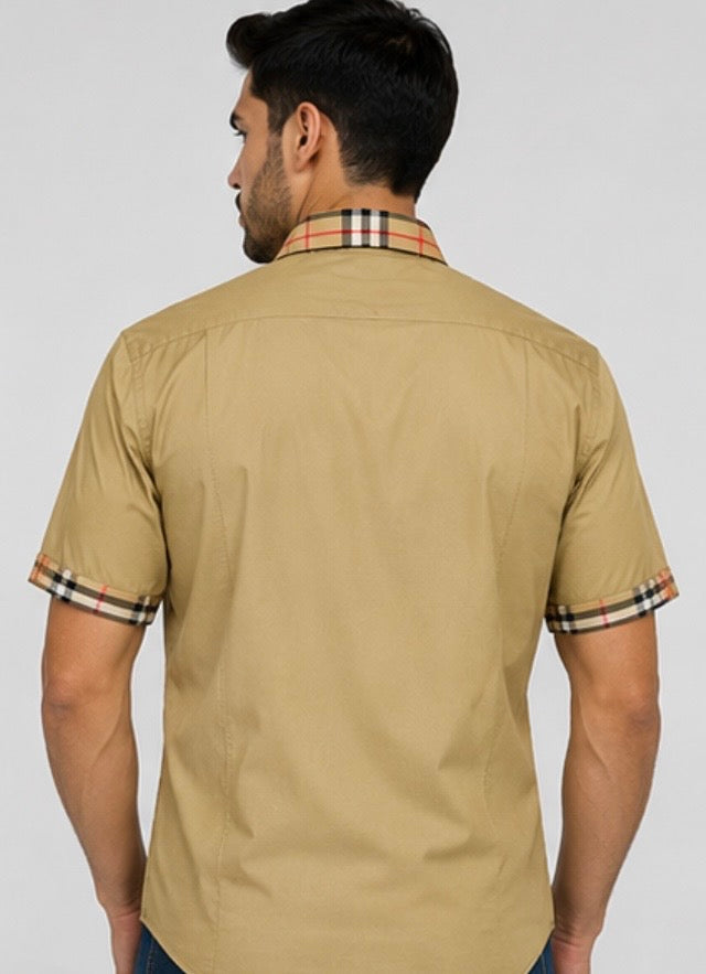 CHSS2130 CHUXX Khaki Plaid Short Sleeve Shirt