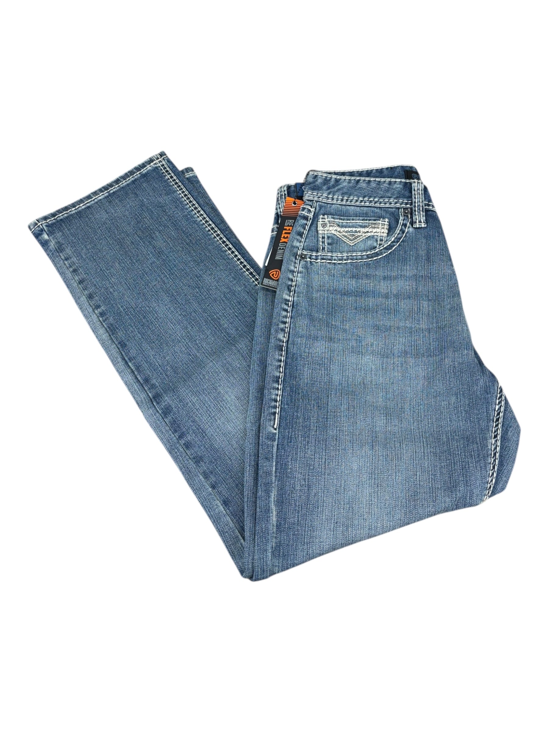 Rock & Roll Denim Men’s Alpha Tapered Bootcut Jeans – Traditional Relaxed Fit, Medium Wash 6235