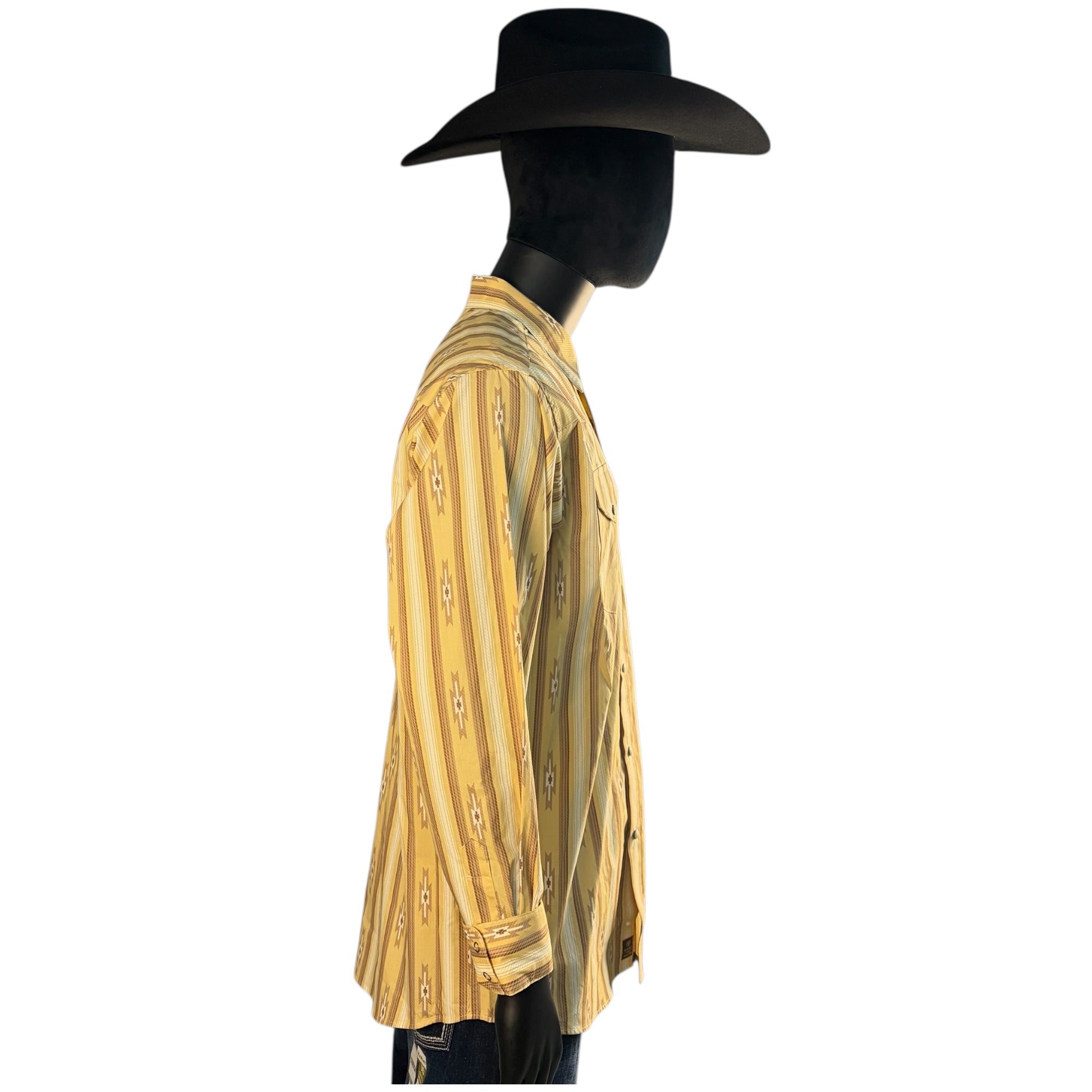 Ariat Men’s Tan Aztec Stripe Long Sleeve Western Snap Shirt