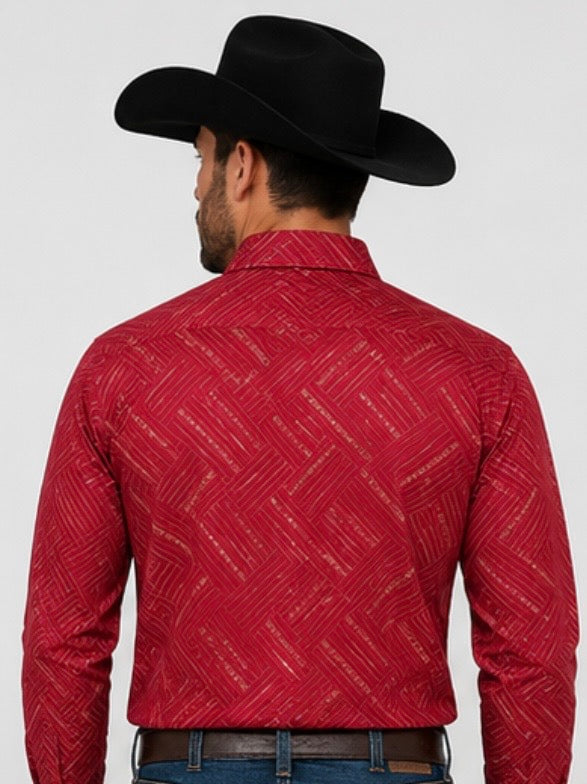 Chuxx Men's Red Geometric Shirt CHLS2088