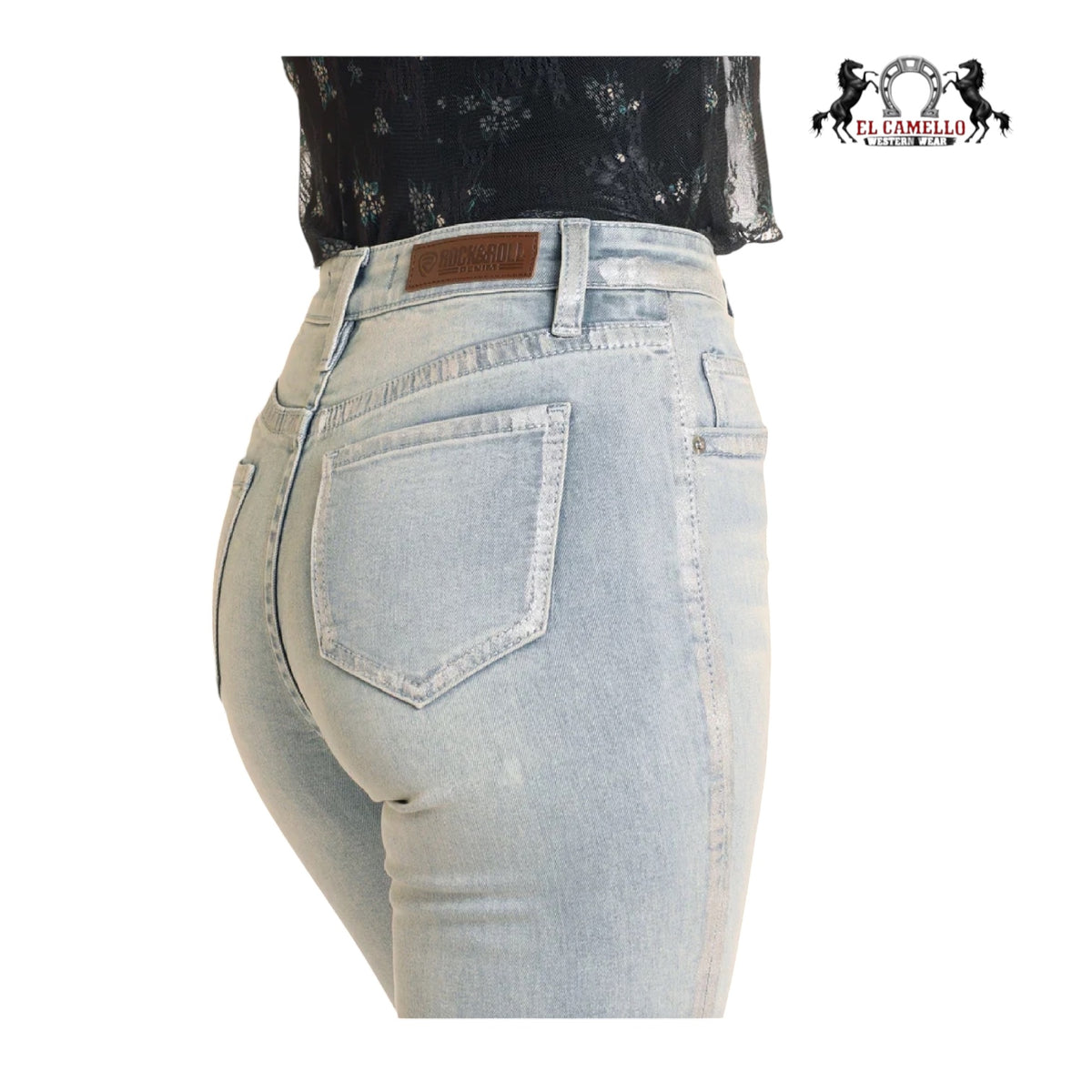 Rock & Roll Metallic Coating Detail Flare Jeans BW6HD04791