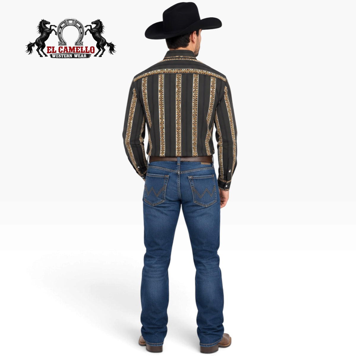 Rock & Roll Men's Black Striped Long Sleeve Western Shirt