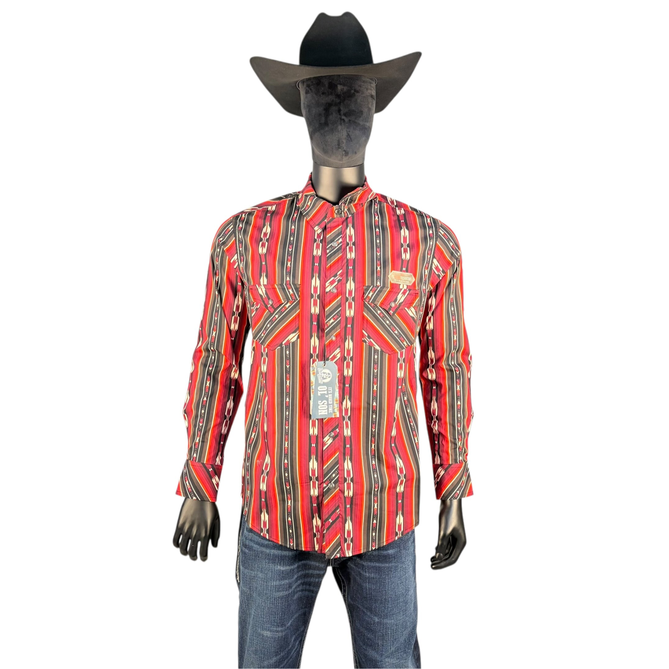 Men’s Rock & Roll Bold Southwestern Stripe Long Sleeve Western Shirt