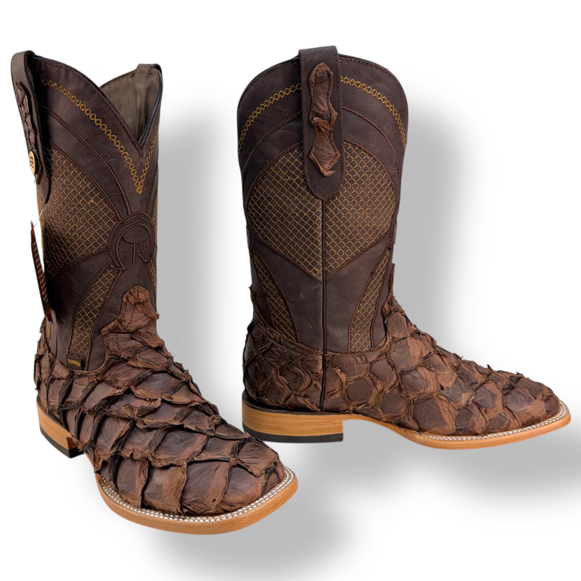 Pirarucu Café Matte Square Toe Cowboy Boot