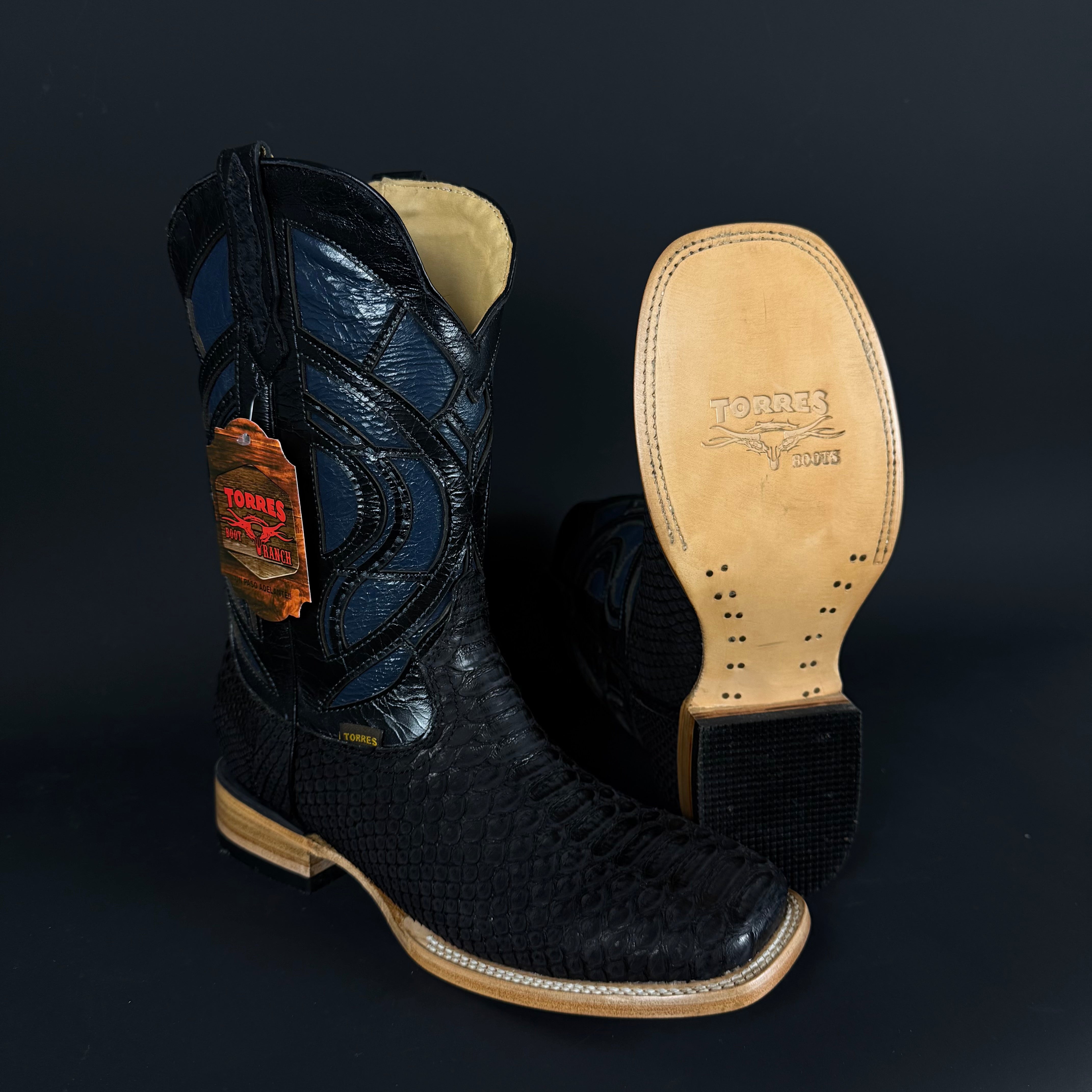 Torres Ranch - Genuine Python - Black