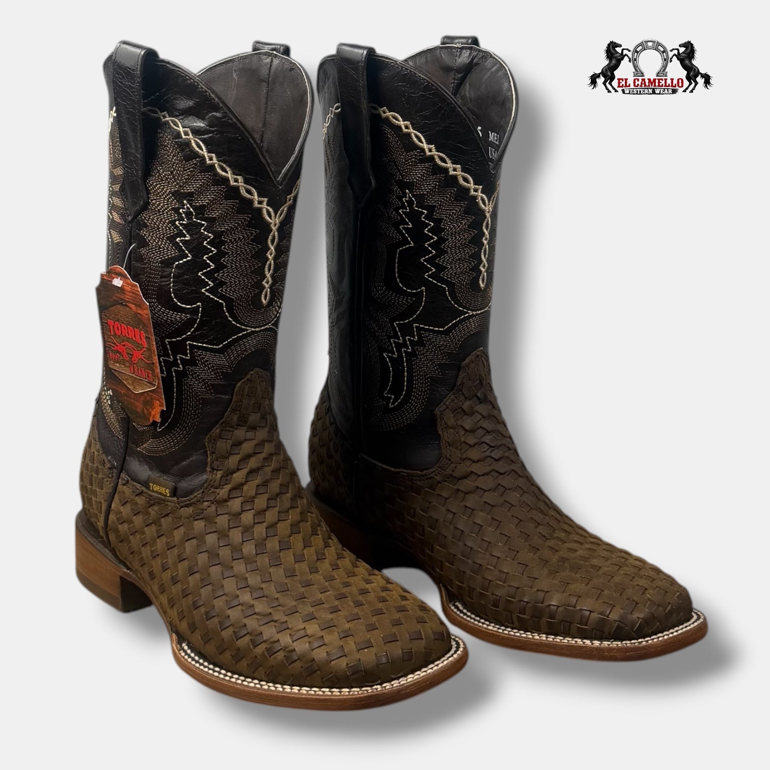 Petatillo Cafe varsa Negro Bordado Torres Boots