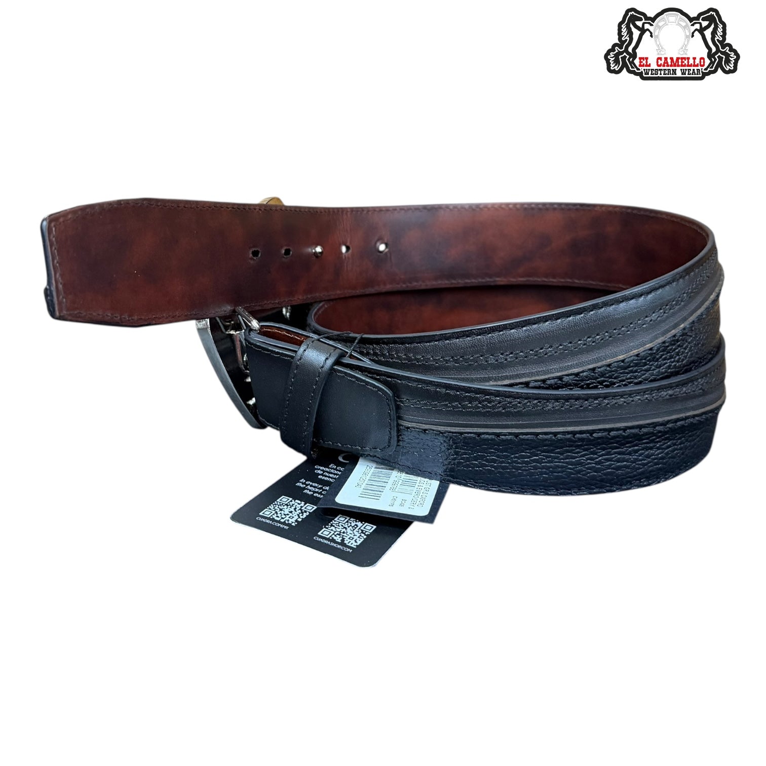 Cuadra Black Leather Belt with Iconic C Buckle BC428