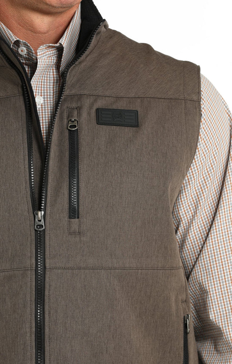Men’s Performance Softshell Zip Vest – Brown