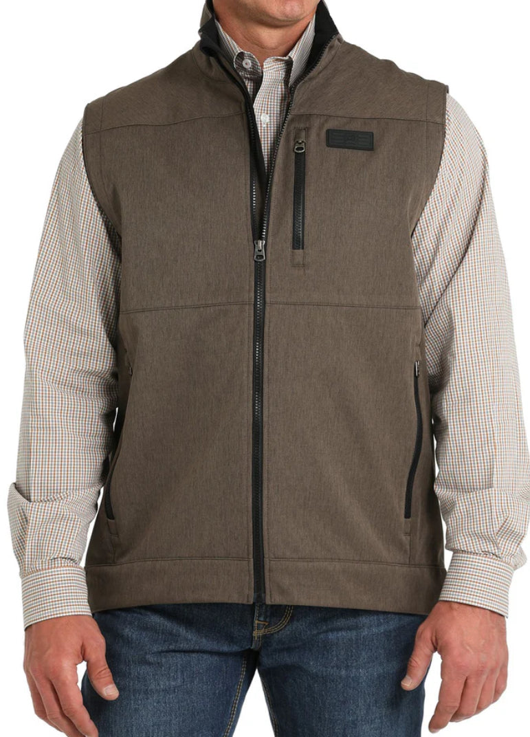 Men’s Performance Softshell Zip Vest – Brown