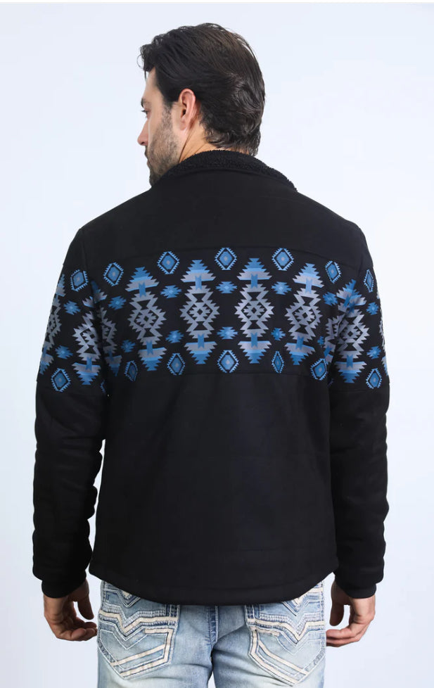 Platini Men’s Southwestern Zip Jacket – Black & Blue
