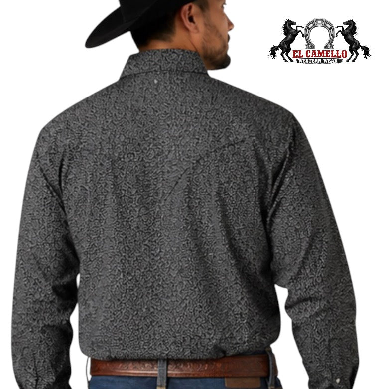Ariat Men’s Black Micro Geo Print Long Sleeve Western Shirt 10079489