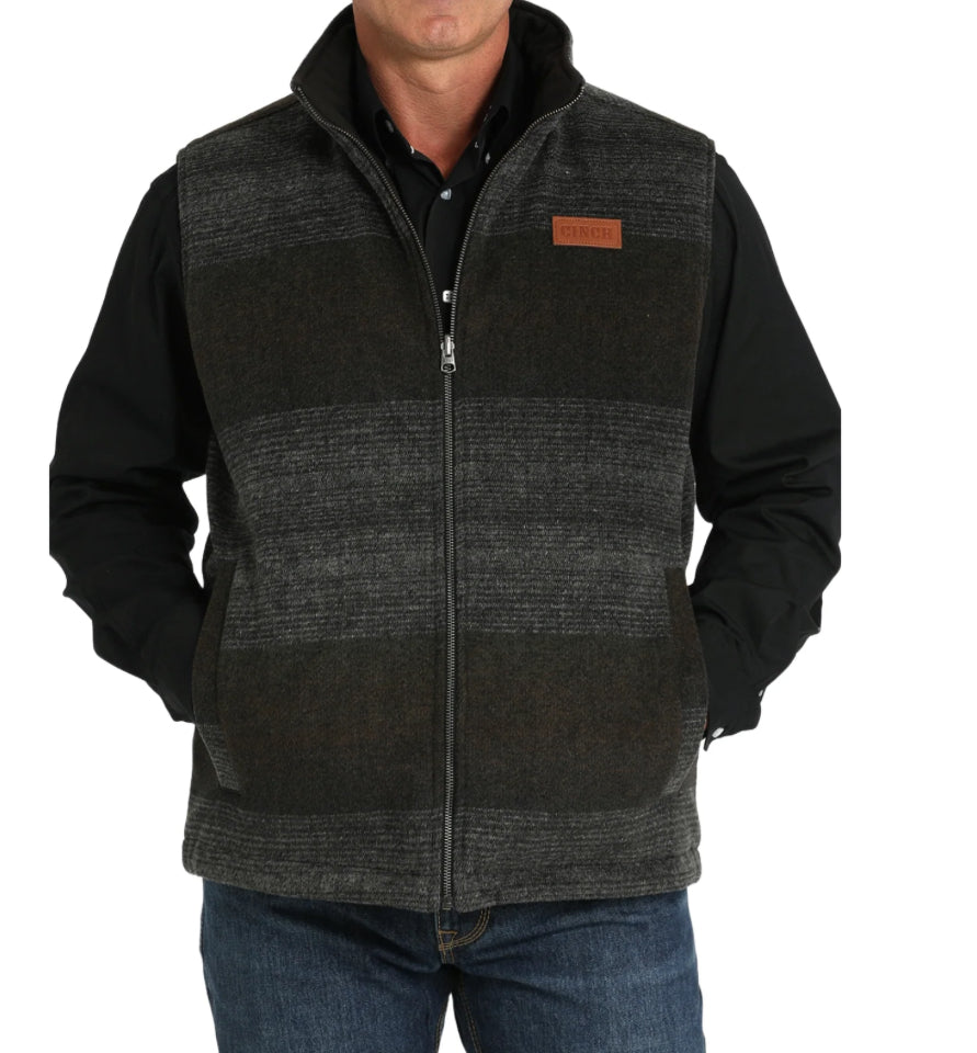 Cinch Men's Brown Wax Coated Canvas Reversible Zip Vest MWV1911001